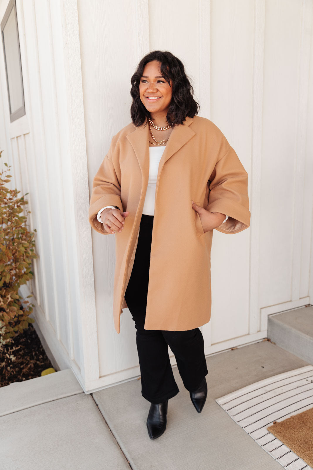 Deconstructed Oversized Trench Coat in Light Tan