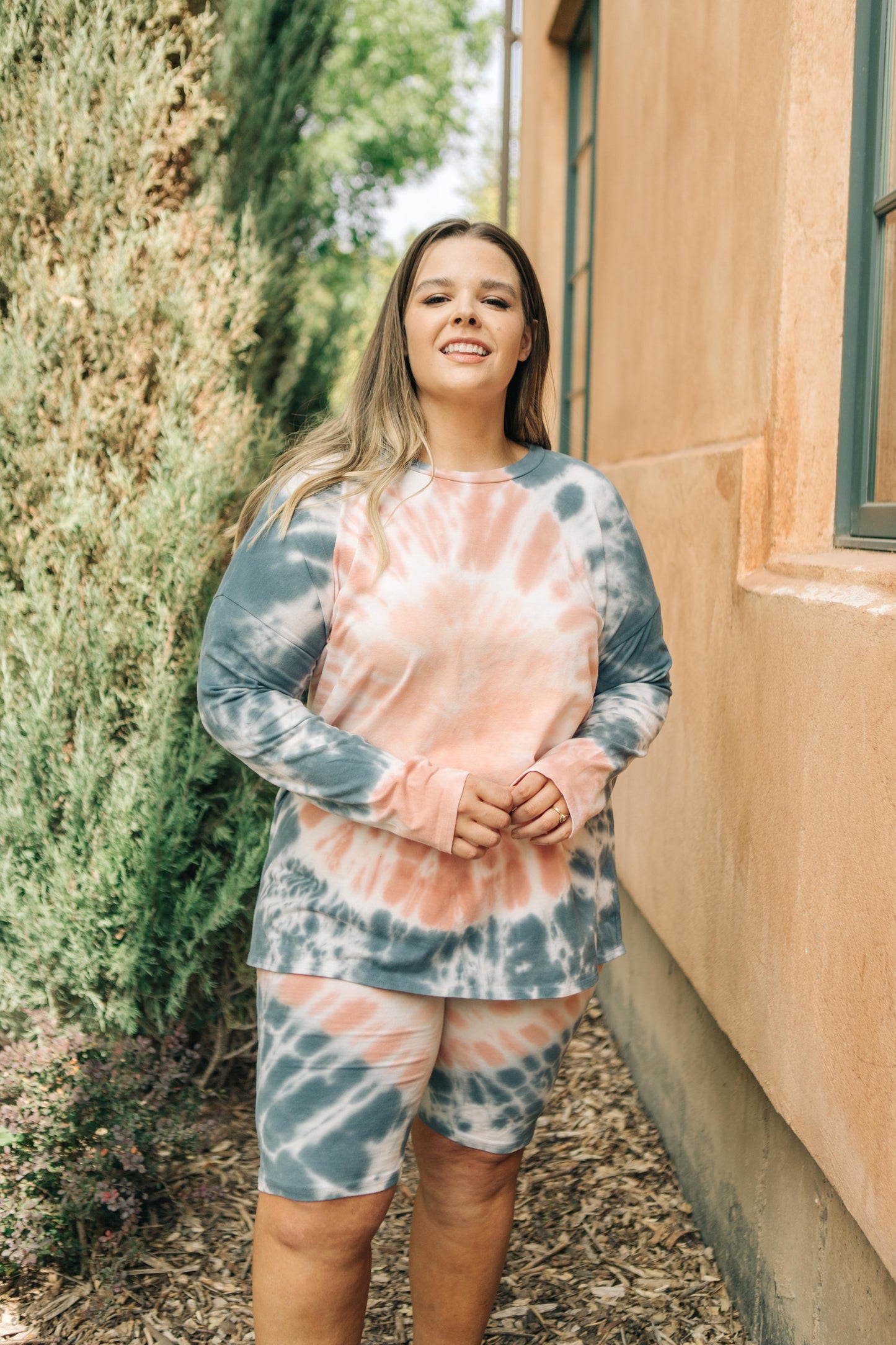 Tickle Me Tie Dye Top in Peach