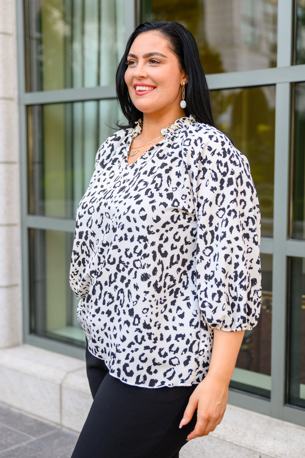 A Bit Of Fun Animal Print Blouse In White