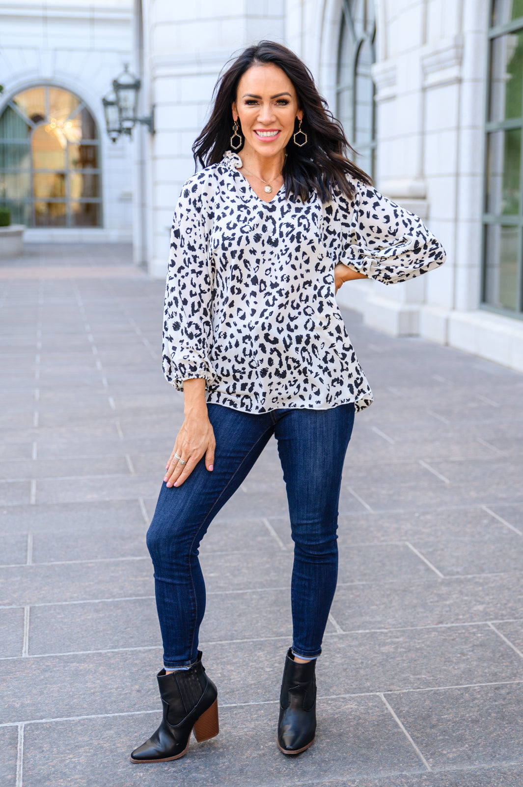 A Bit Of Fun Animal Print Blouse In White