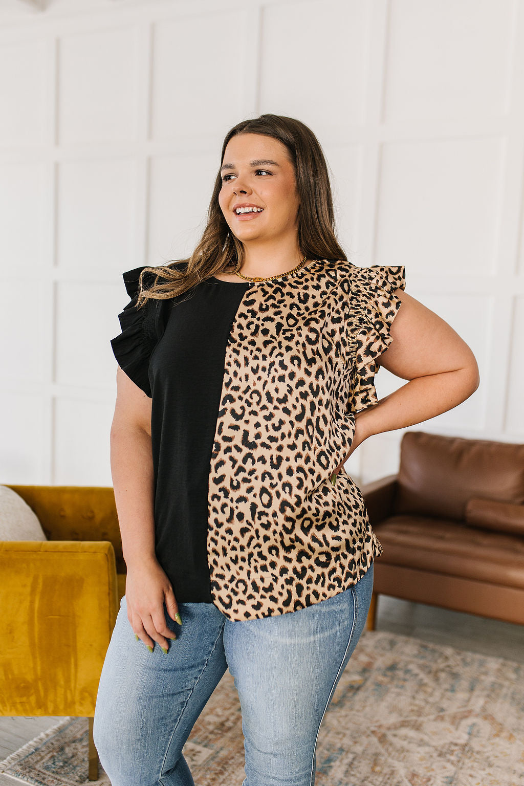 A Bit Wild Flutter Sleeve Top