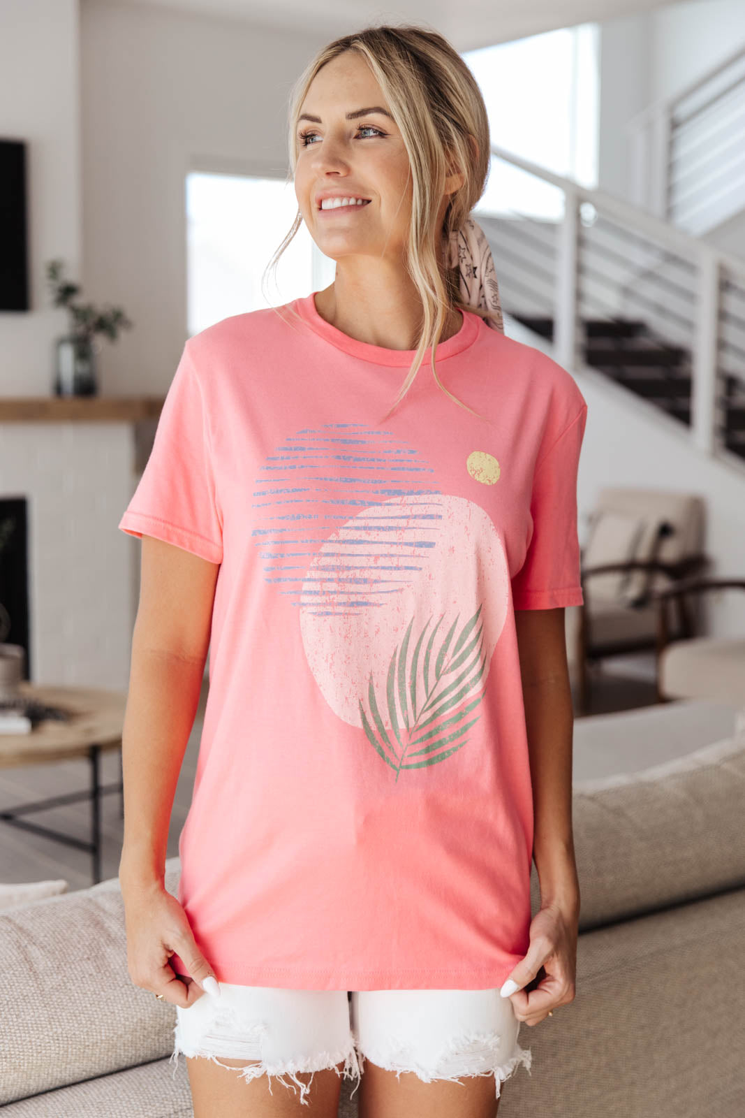 Abstract Graphic Tee in Pink