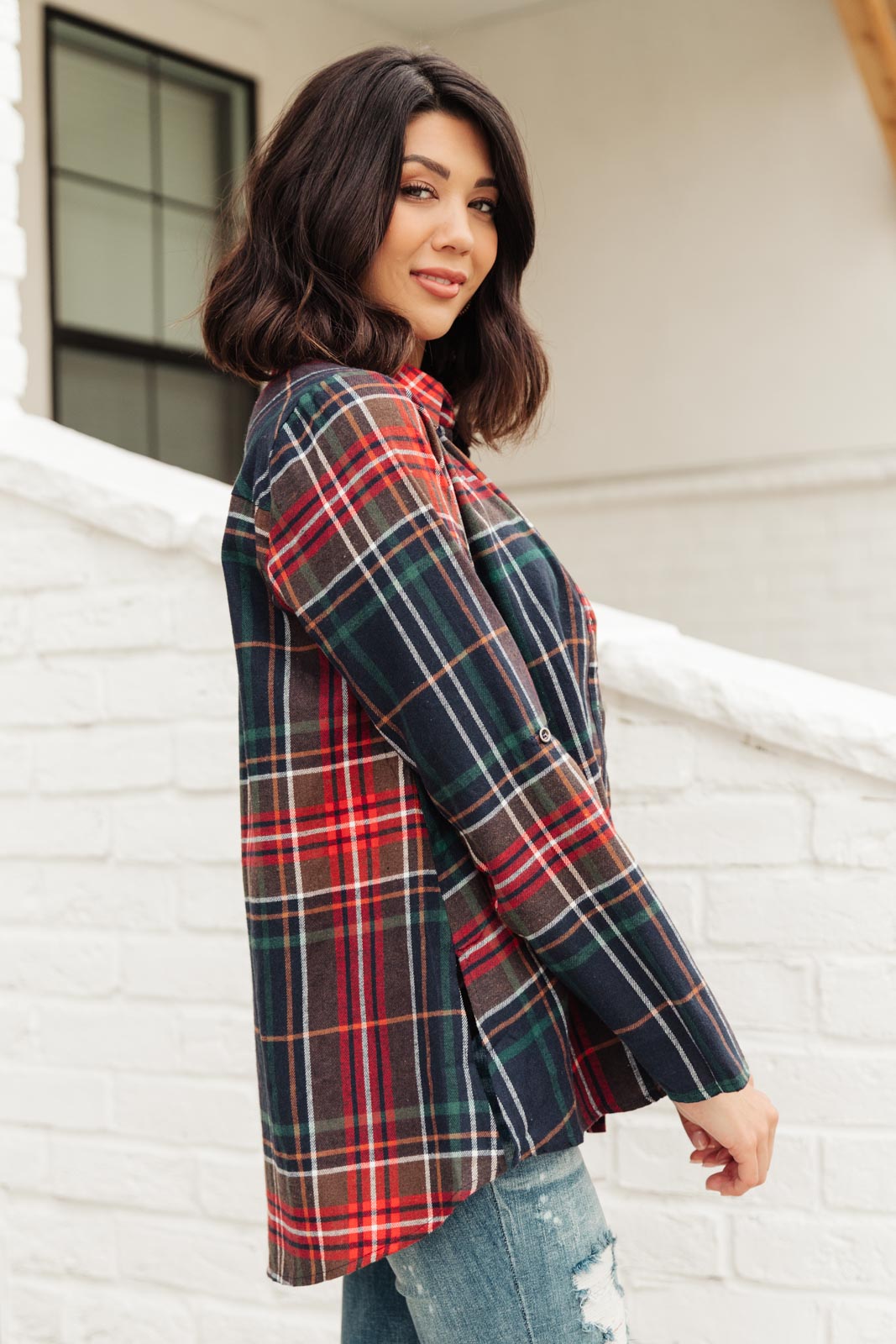 Alana Plaid Button Down Top