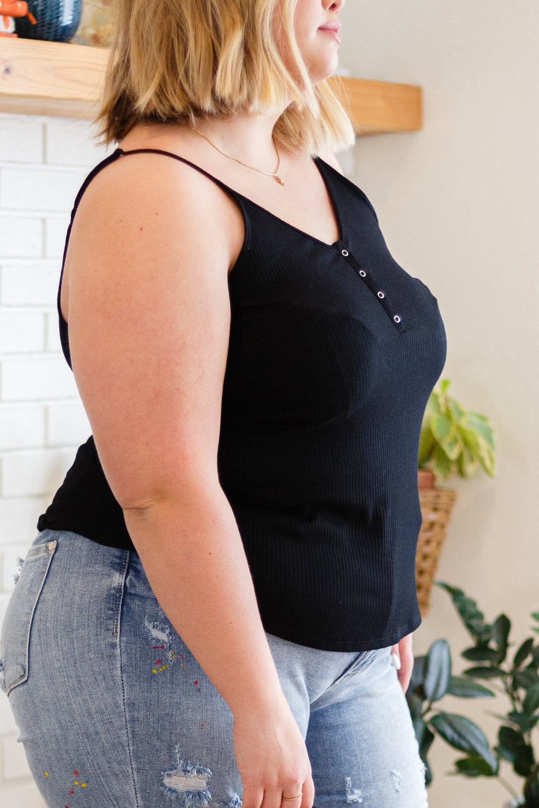 All Day Ribbed Cami in Black