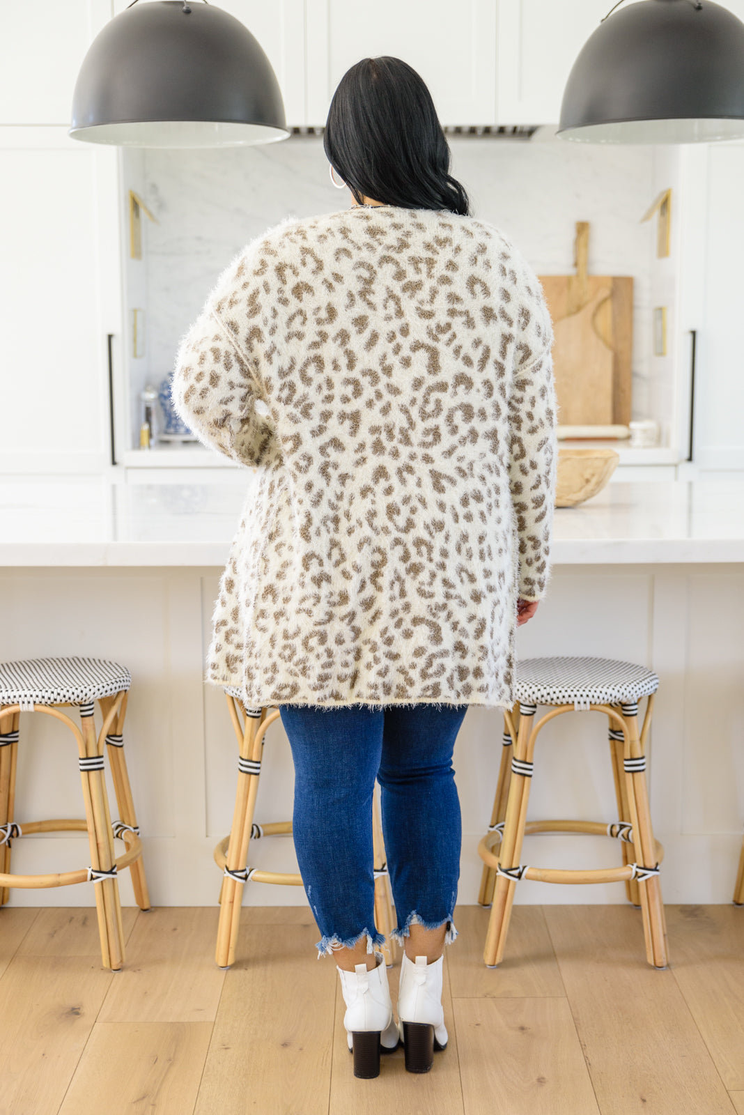 All Love Fuzzy Eyelash Knit Animal Print Cardigan