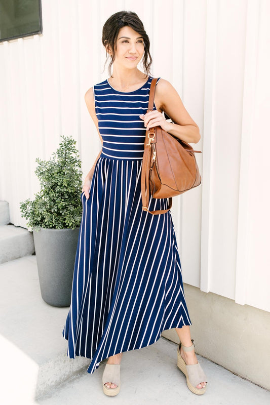 Beach Day Dress In Navy