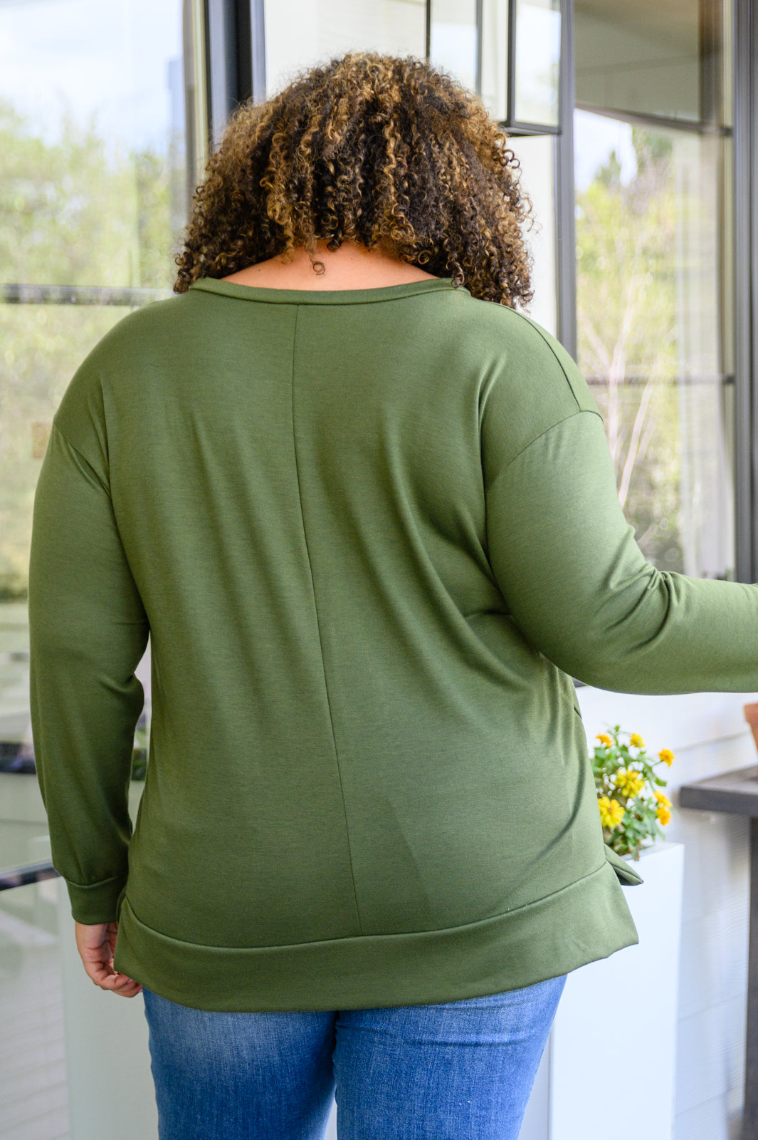 Beyond The Pines Graphic Long Sleeve Top In Green