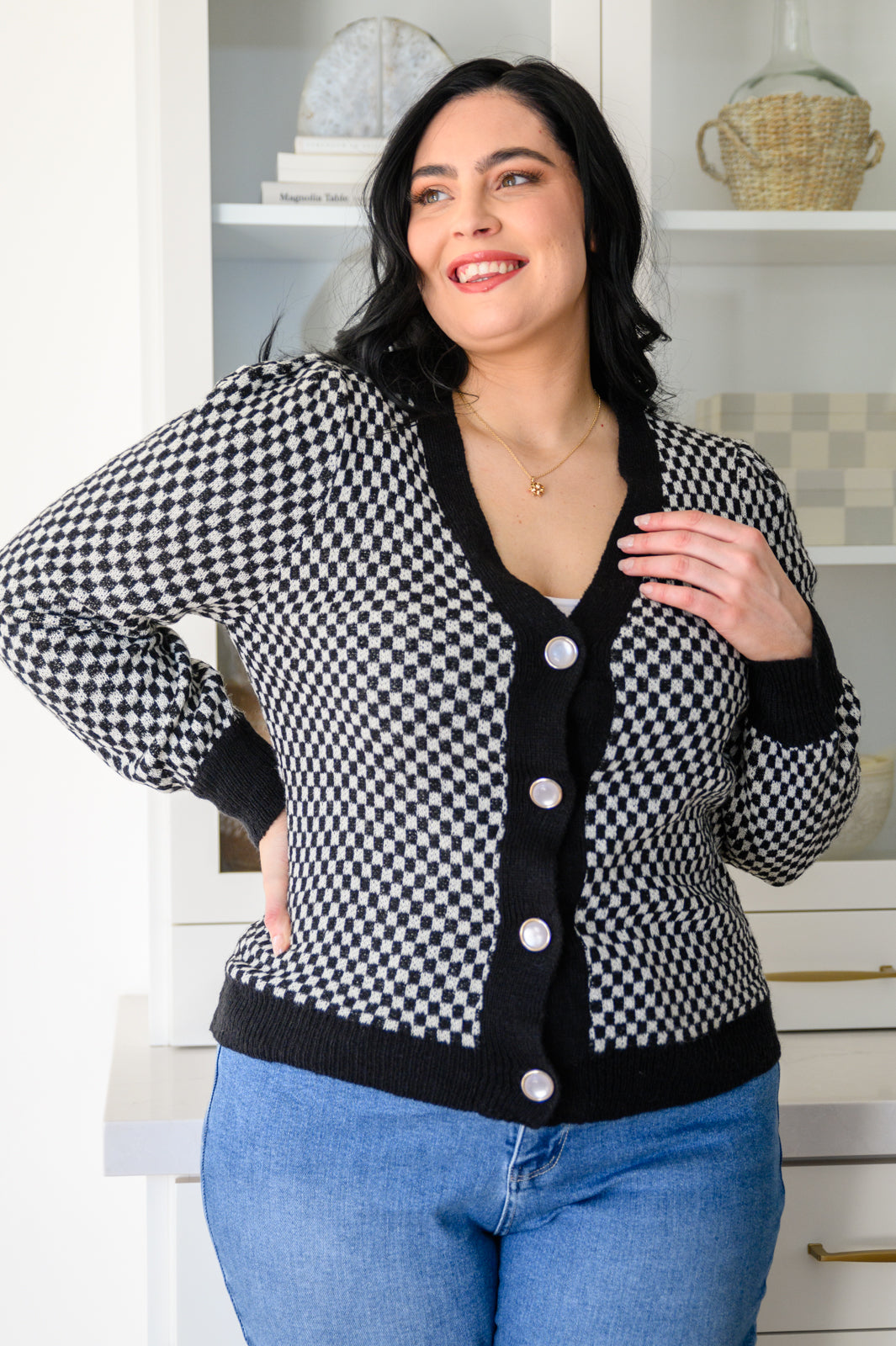 Big City Nights Checkered Cardigan