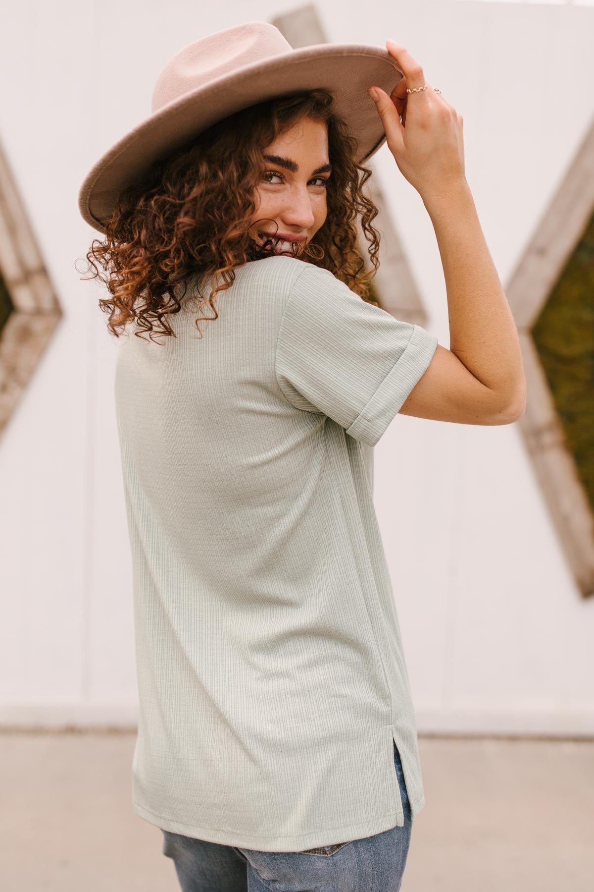 Buttons and Henley Top in Sea Salt