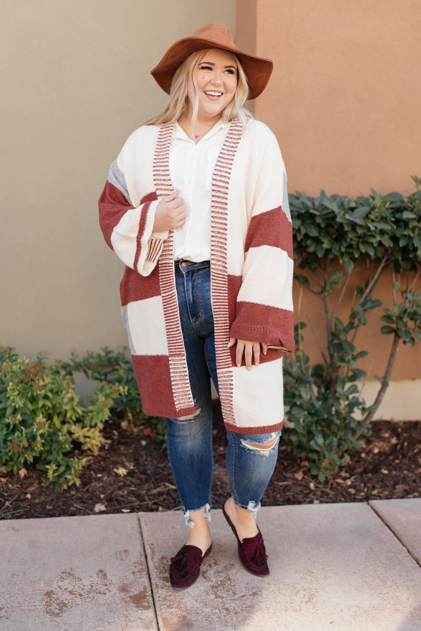 Chunky Patterns Cardigan in Rust