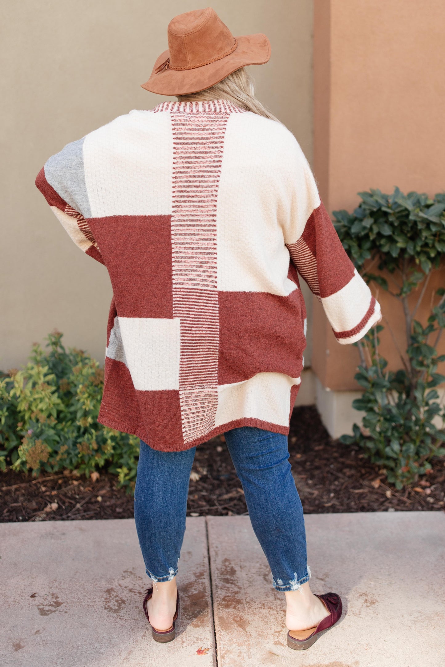 Chunky Patterns Cardigan in Rust