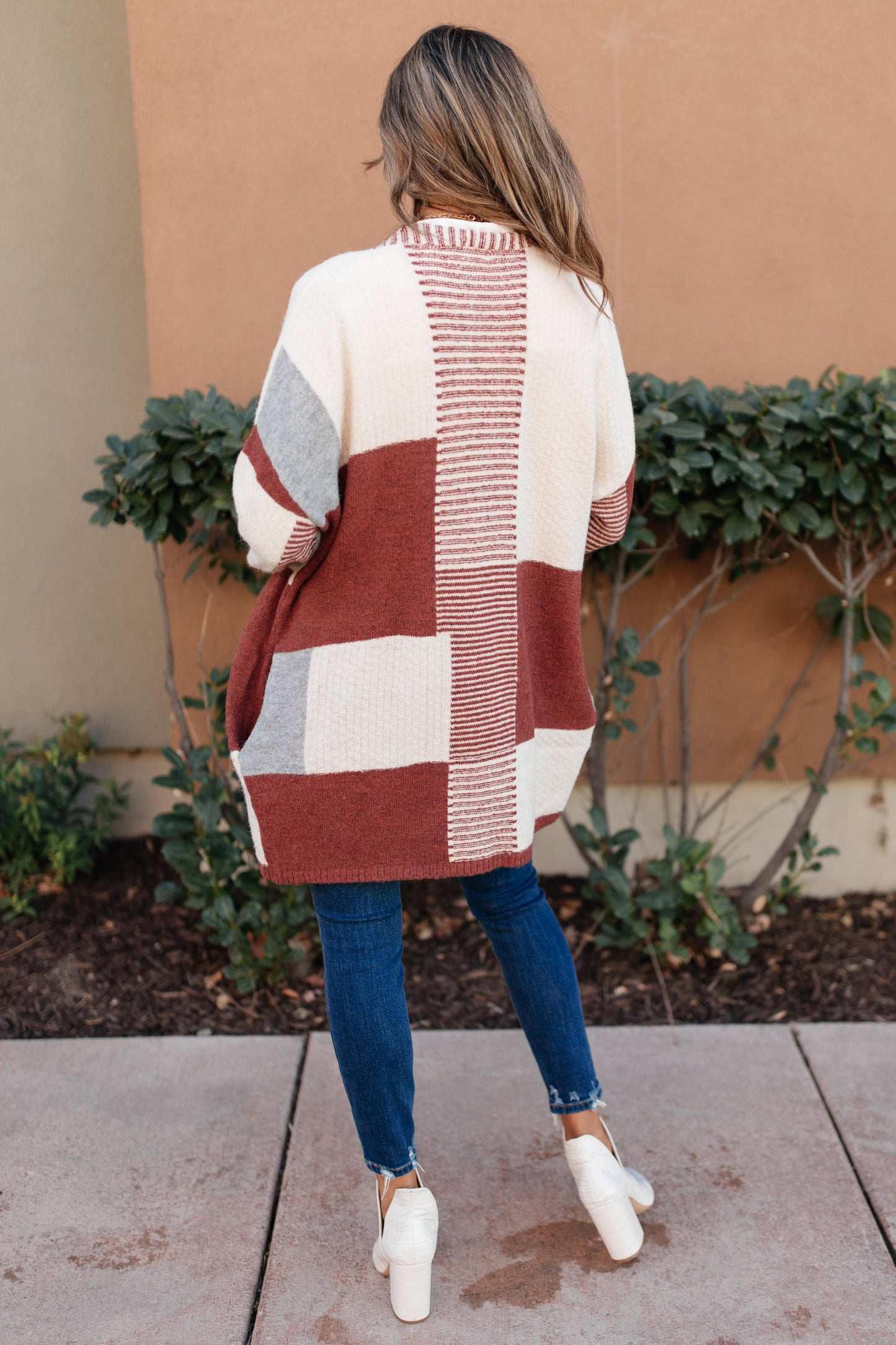 Chunky Patterns Cardigan in Rust