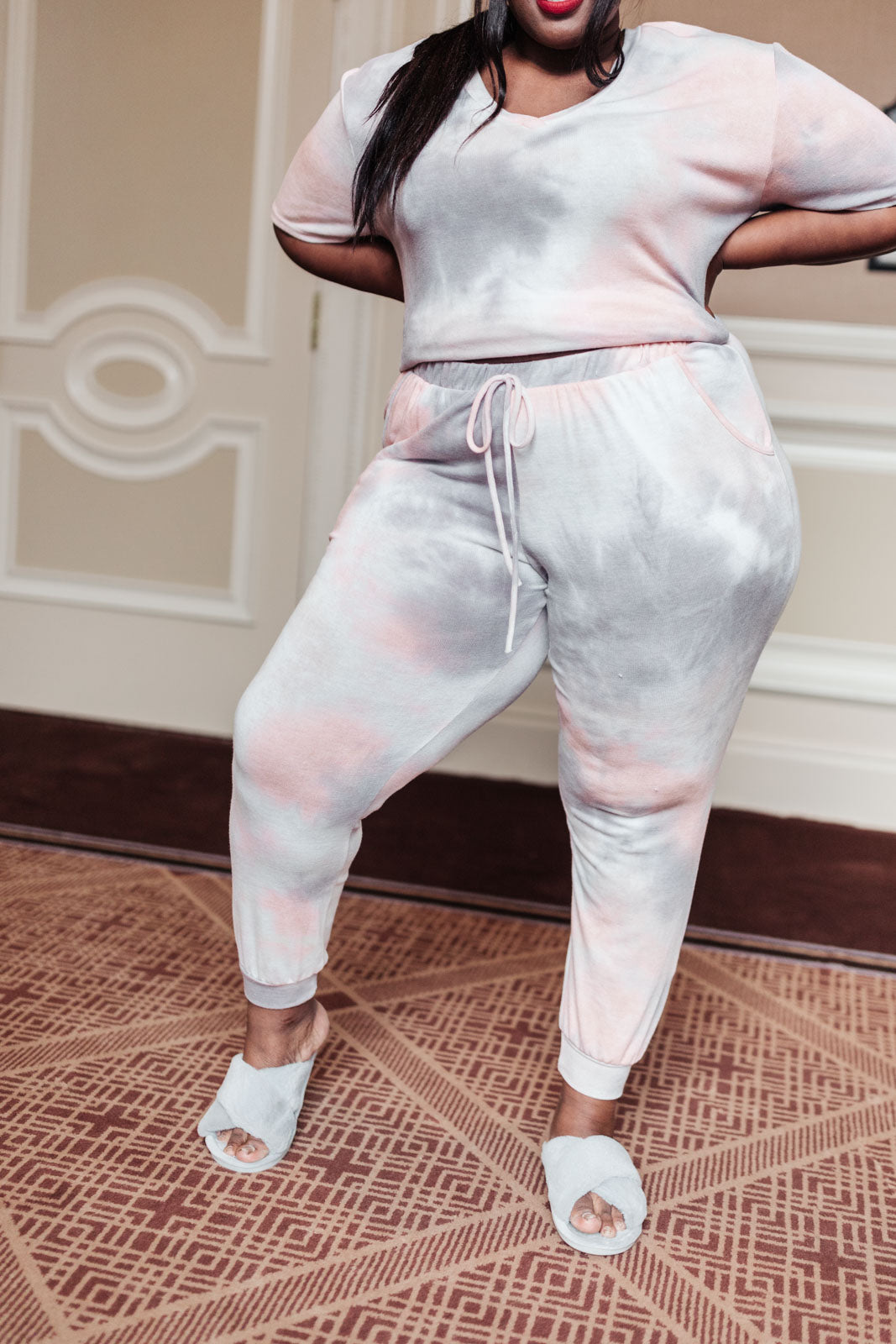 Cloud 9 Tie Dye Joggers in Peach