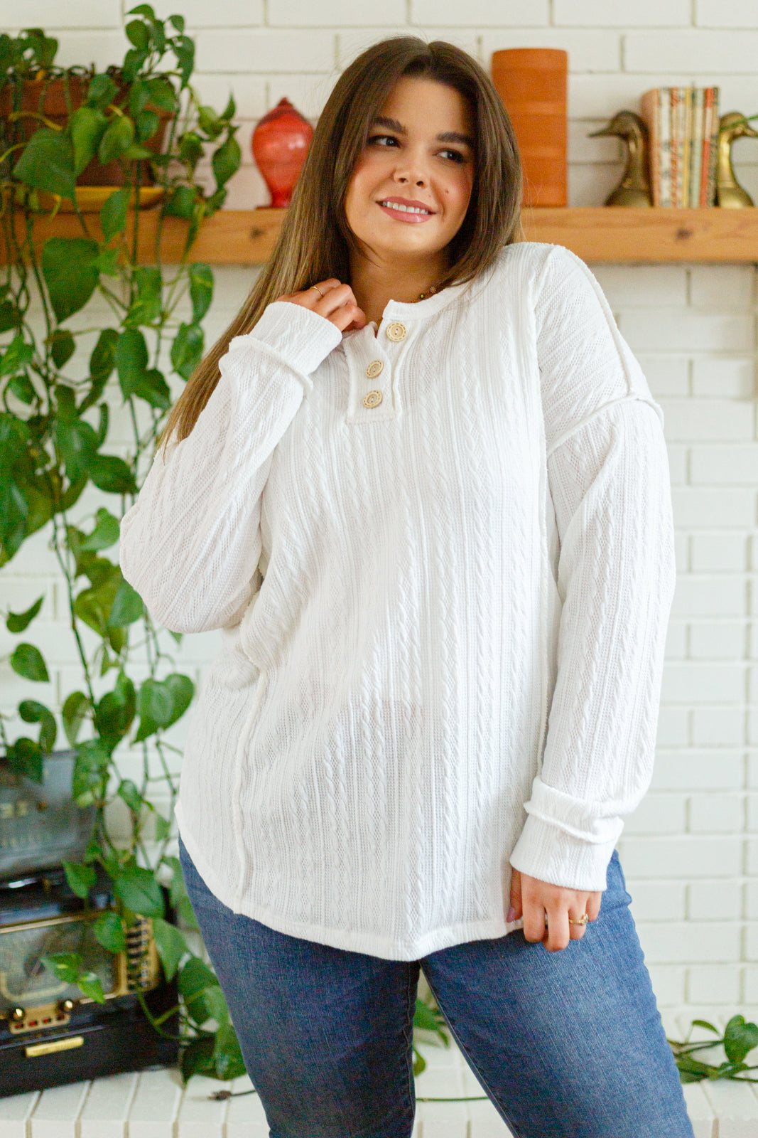 Counting The Days Textured Long Sleeve Top