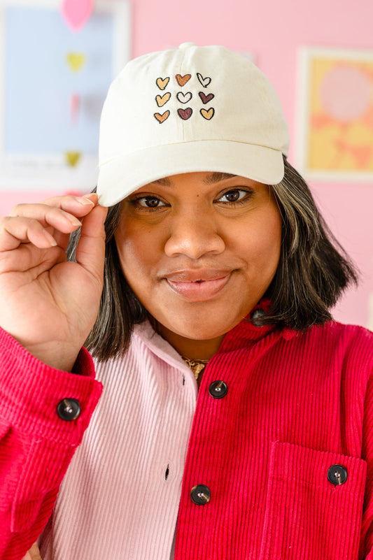 Crush On You Embroidery Heart Cap