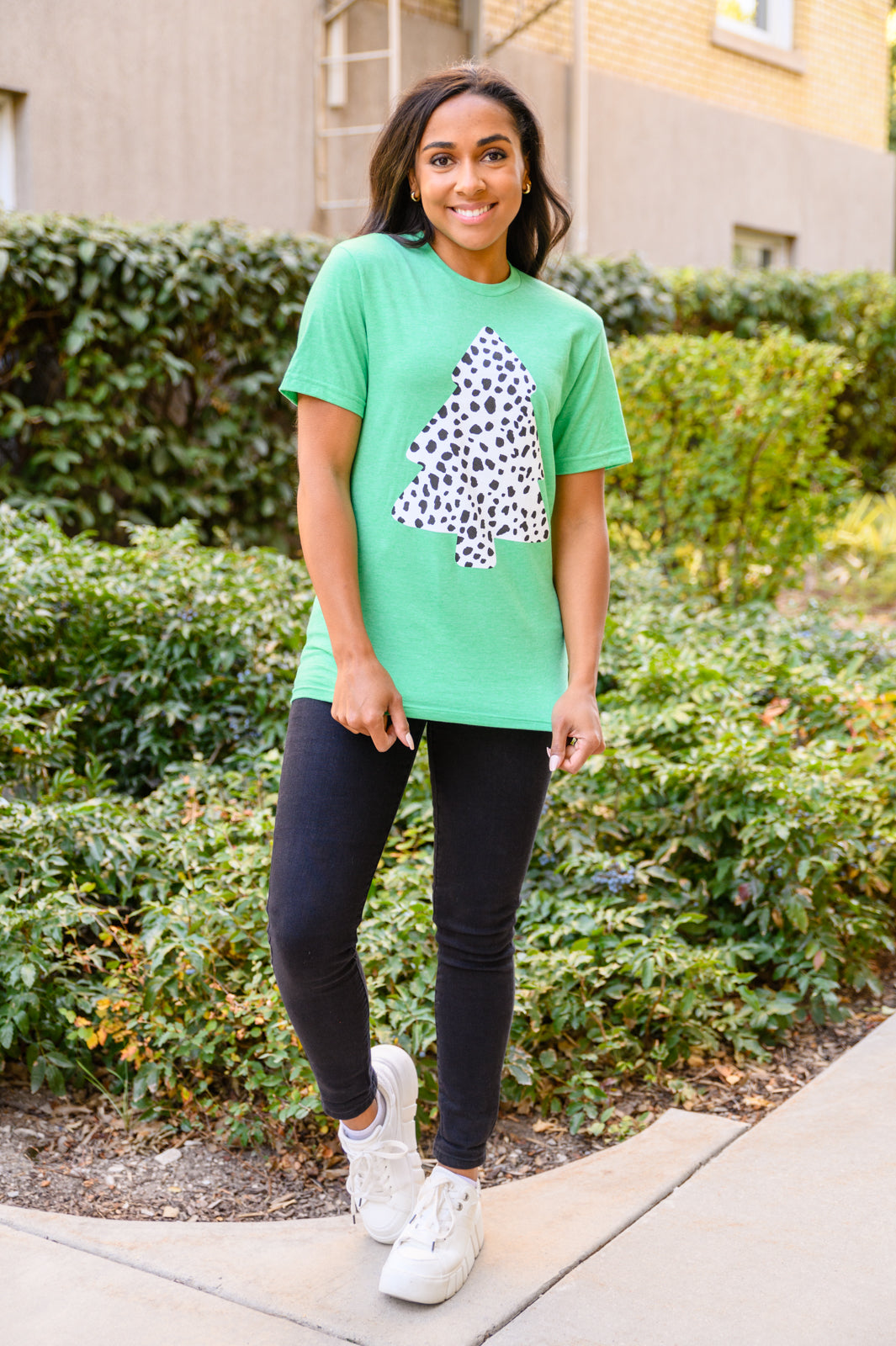 Dalmatian Tree Graphic Tee in Kelly Green