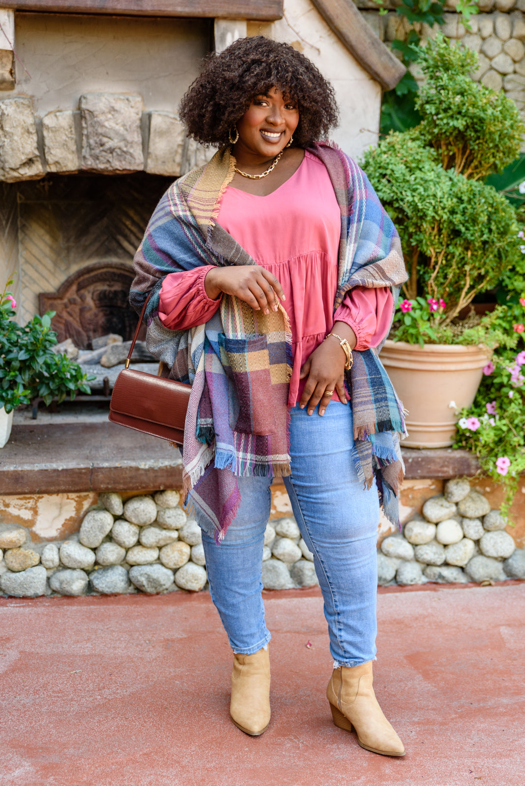 Fab In Plaid Kimono With Pockets