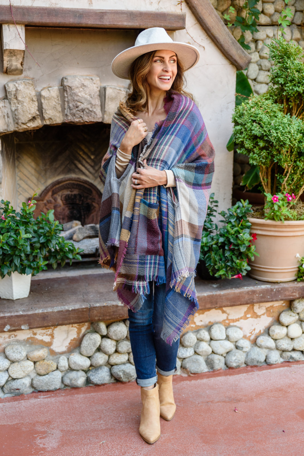 Fab In Plaid Kimono With Pockets