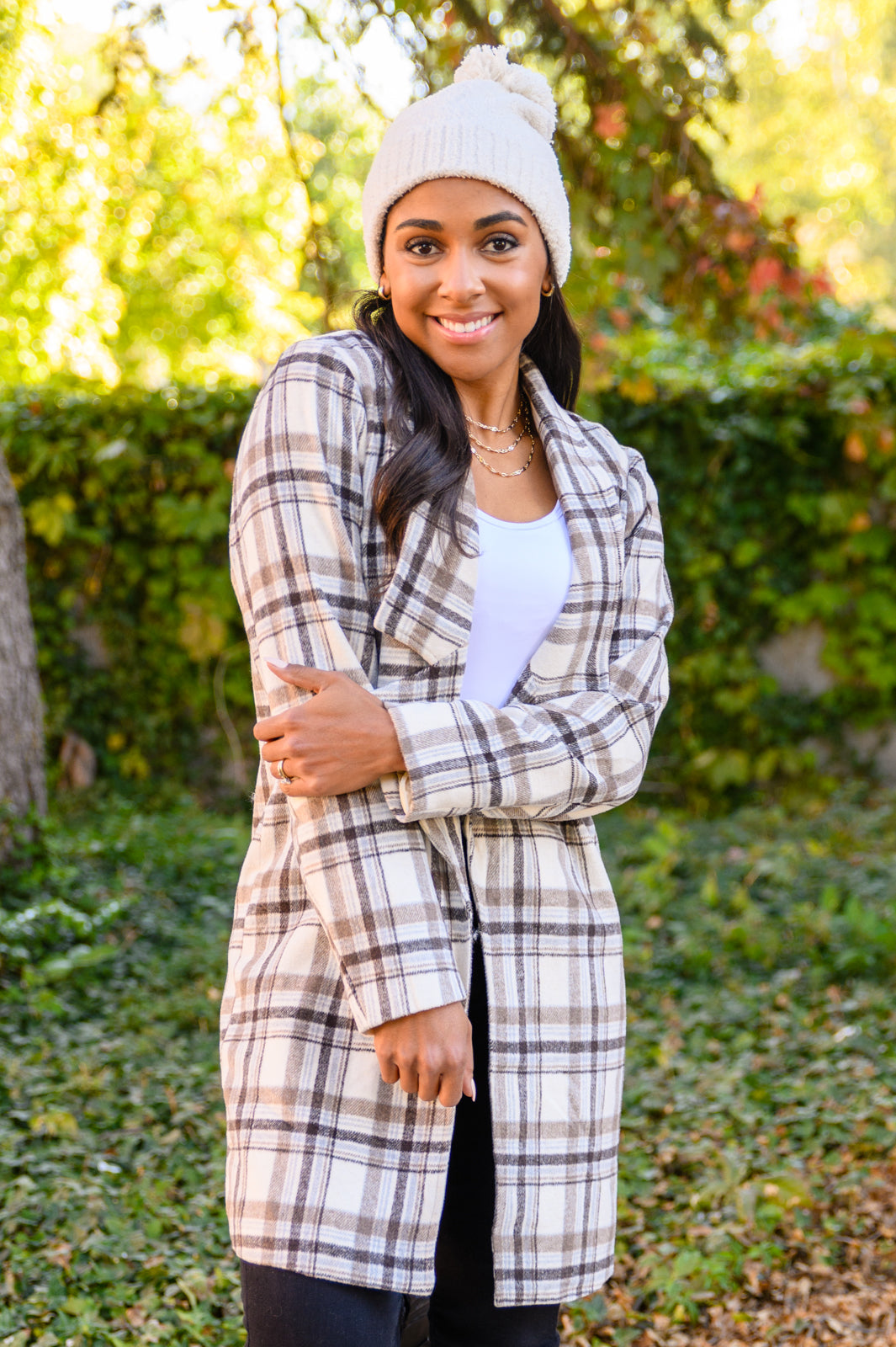 Fall In Love Plaid Jacket in Cream