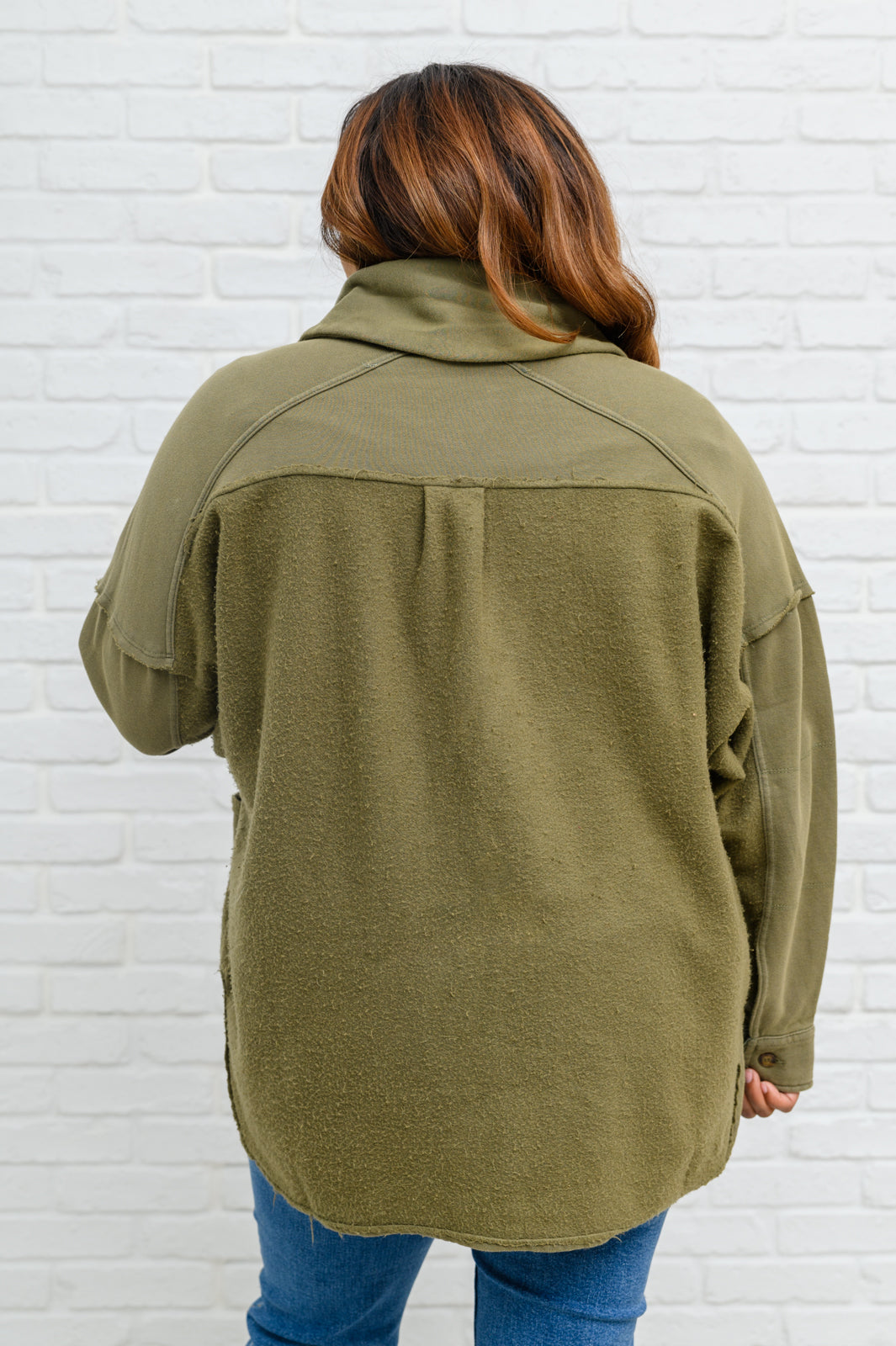 French Terry Mineral Wash Jacket In Olive