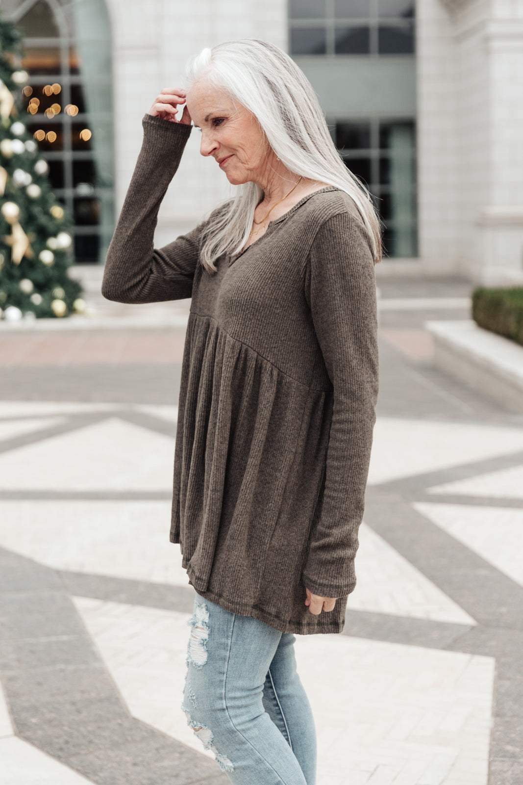 Giddy Up Babydoll Tee in Olive