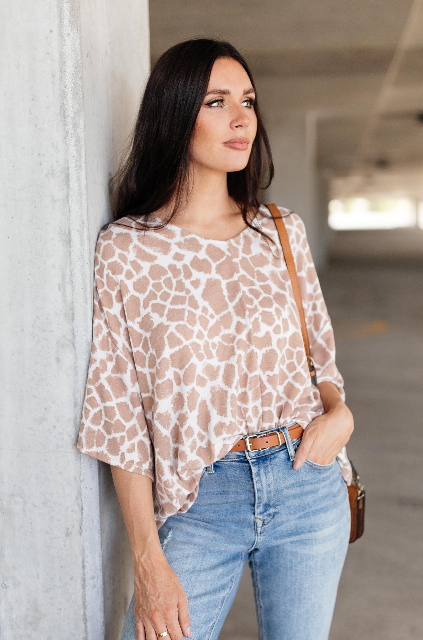 Giraffe Print Bell Sleeve Top