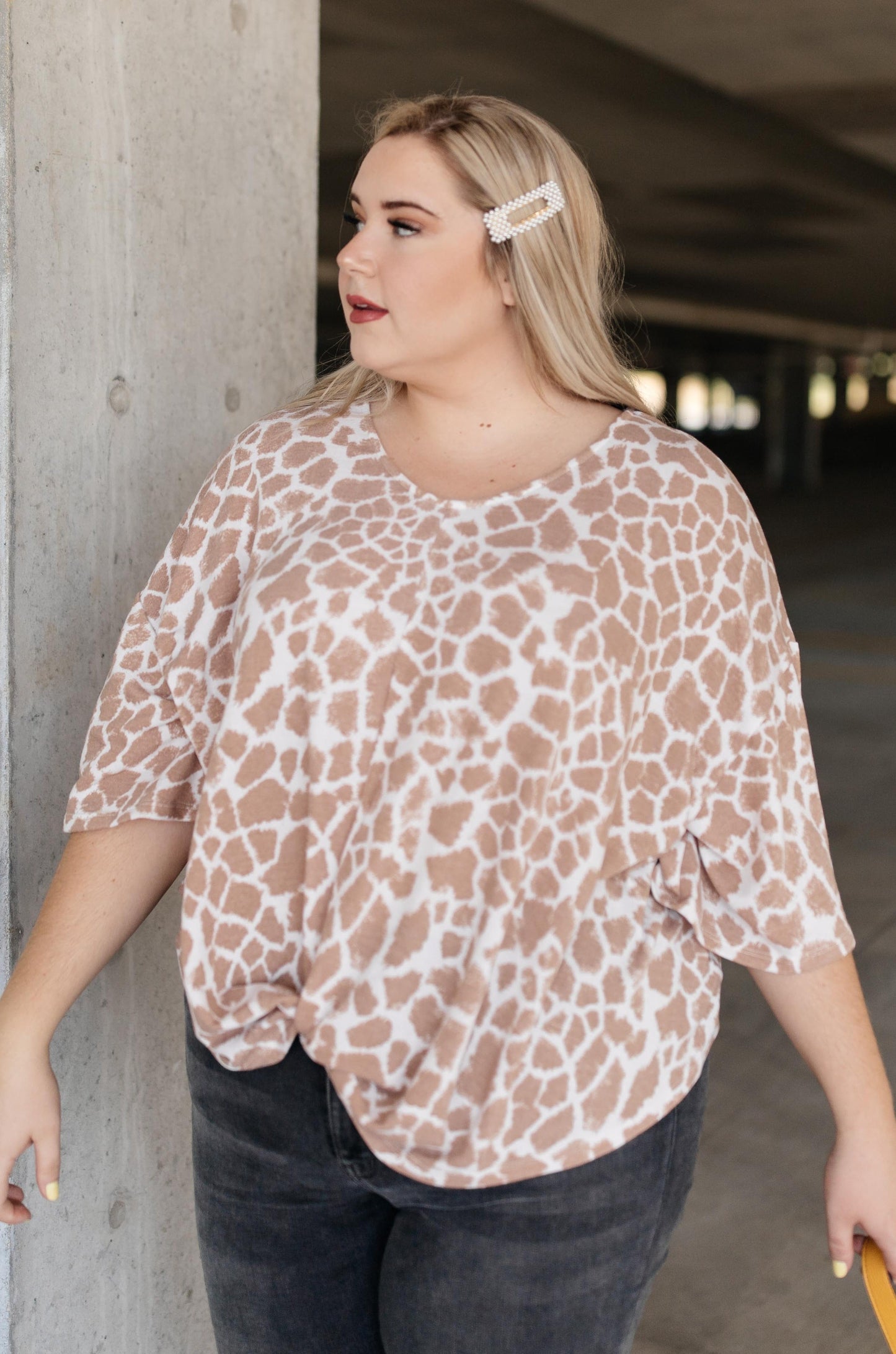 Giraffe Print Bell Sleeve Top