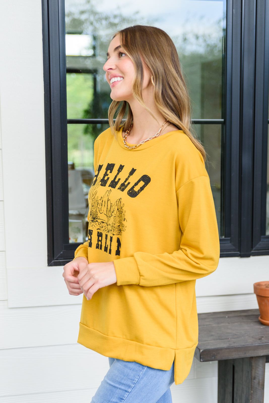 Hello Darlin Long Sleeve Sweatshirt Top- 8/4/2022