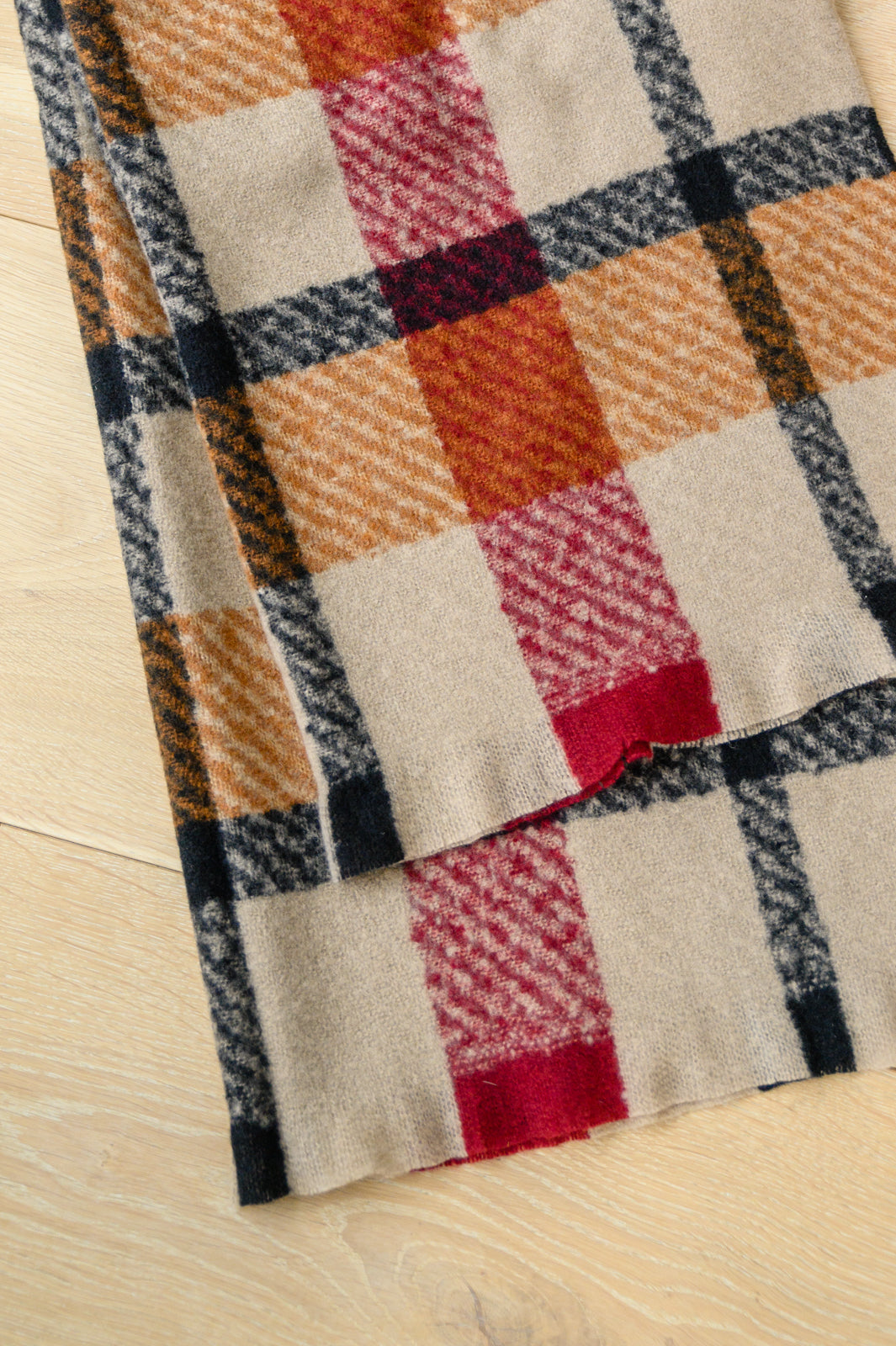 Keep Me Company Plaid Scarf In Rust