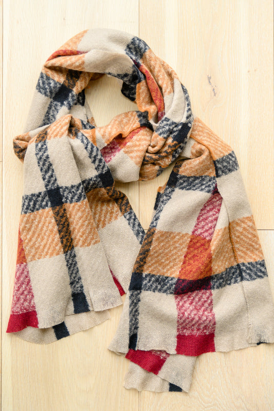 Keep Me Company Plaid Scarf In Rust