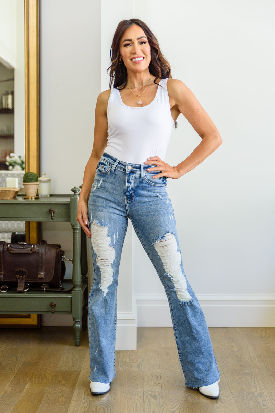 Kiana Heavy Destroy Flare Jeans