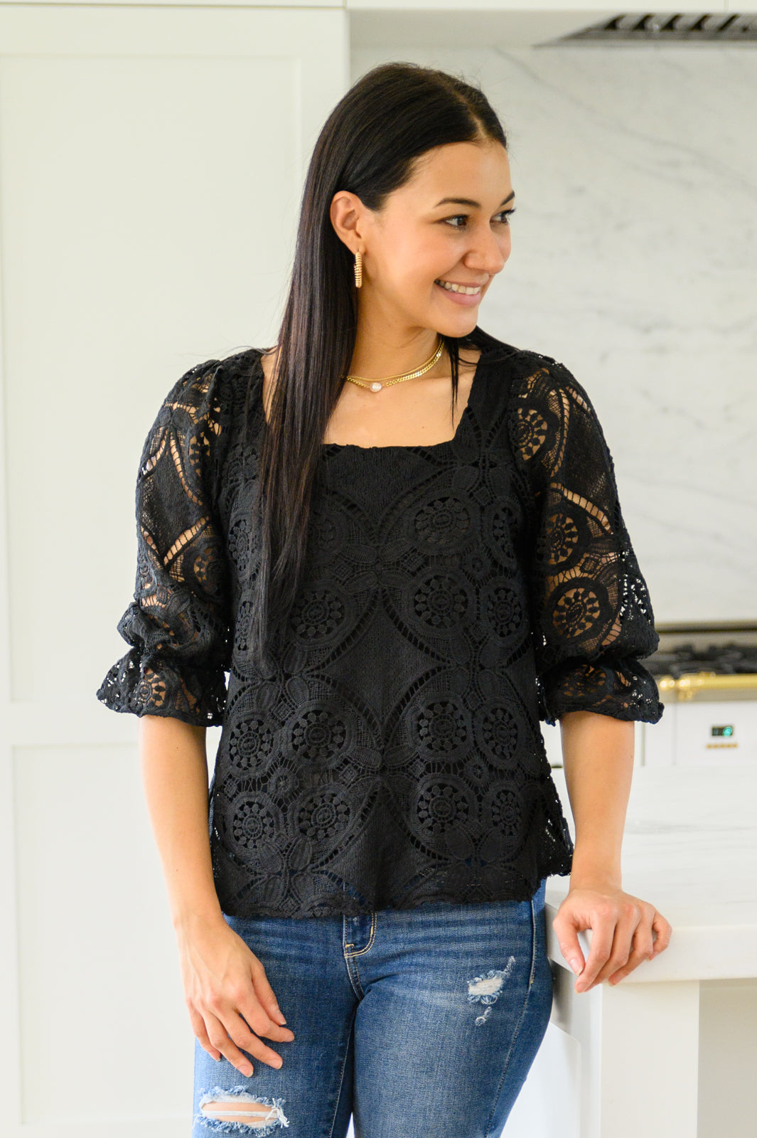 Lace Surprise Blouse In Black