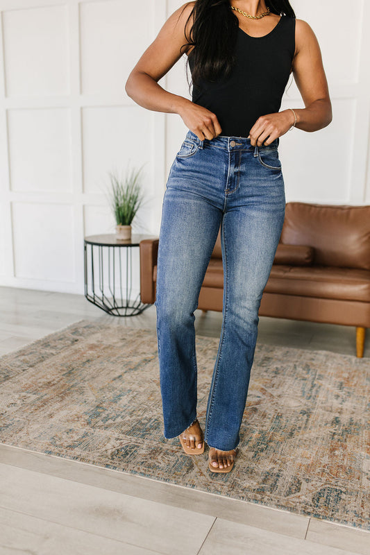 Layla High Rise Raw Hem Flare Jeans