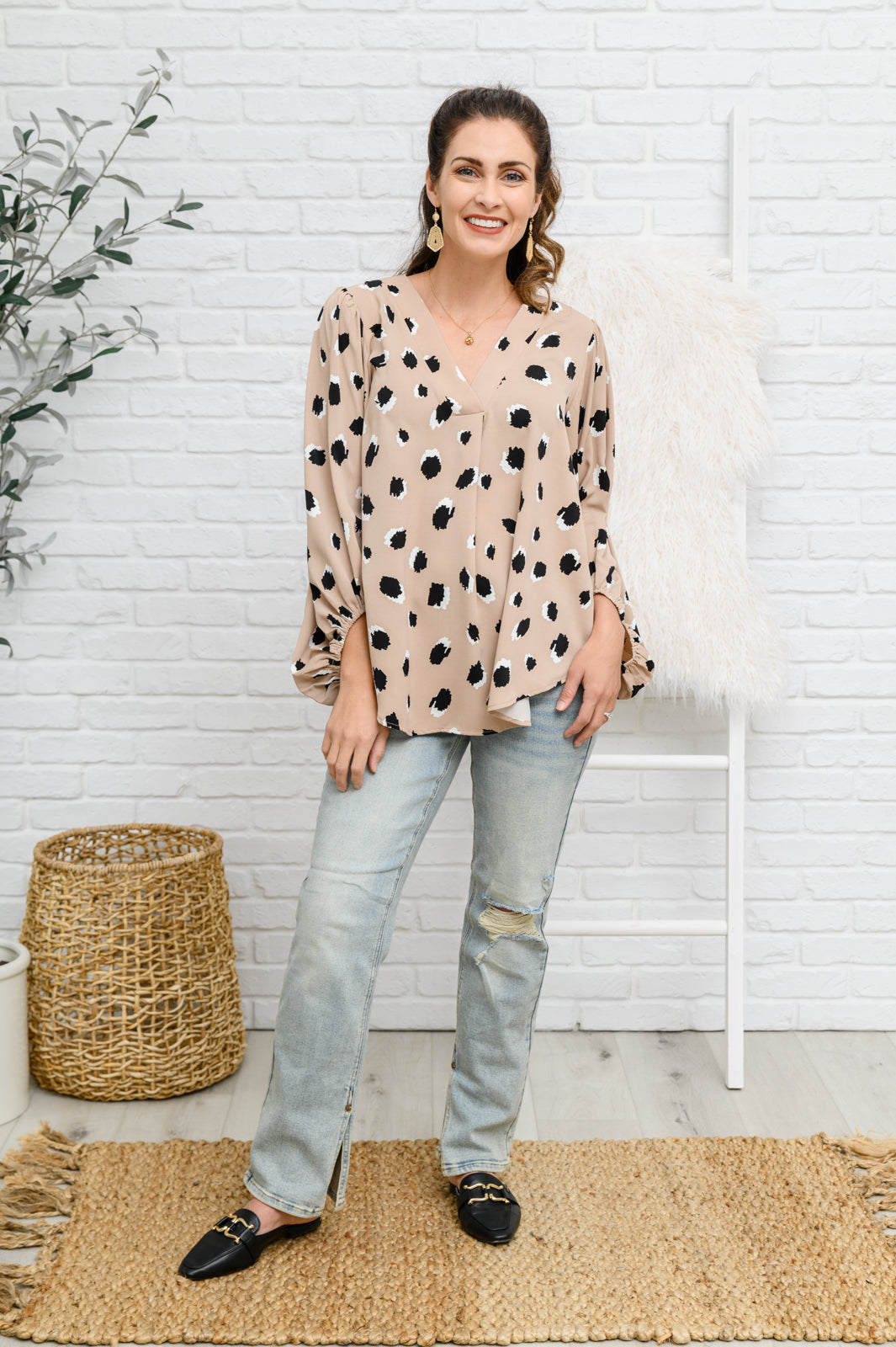 Lovely Days Long Sleeve Blouse in Beige