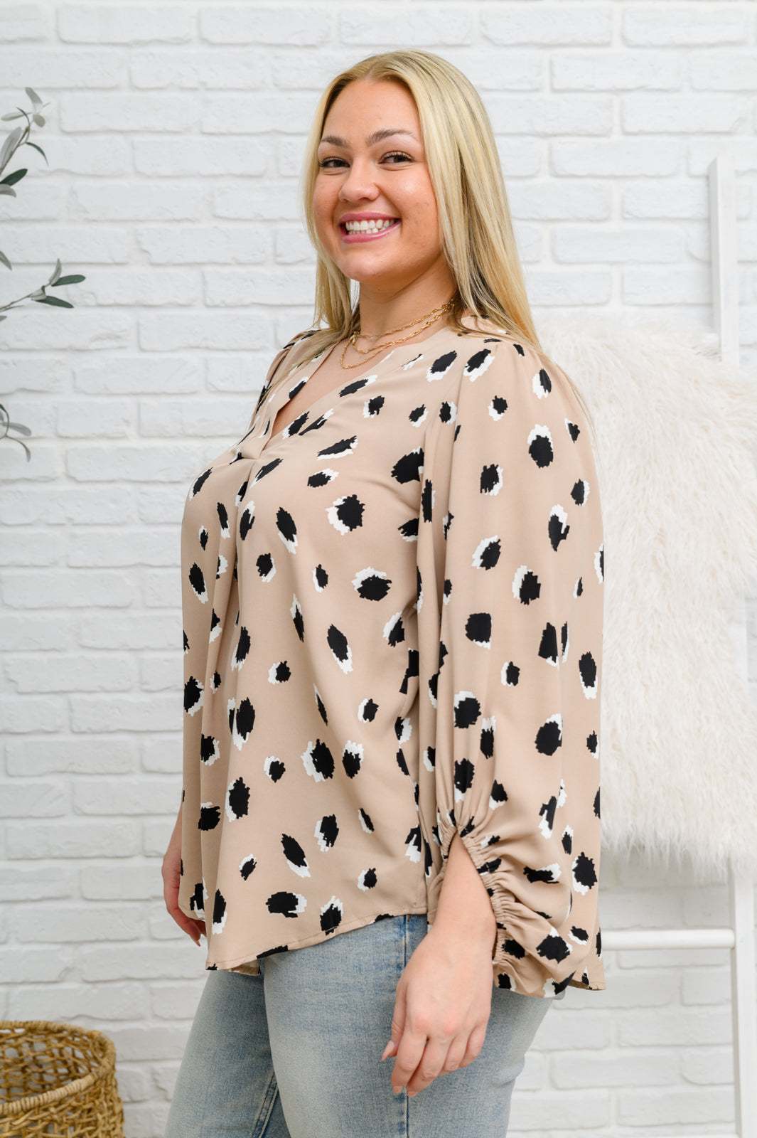 Lovely Days Long Sleeve Blouse in Beige