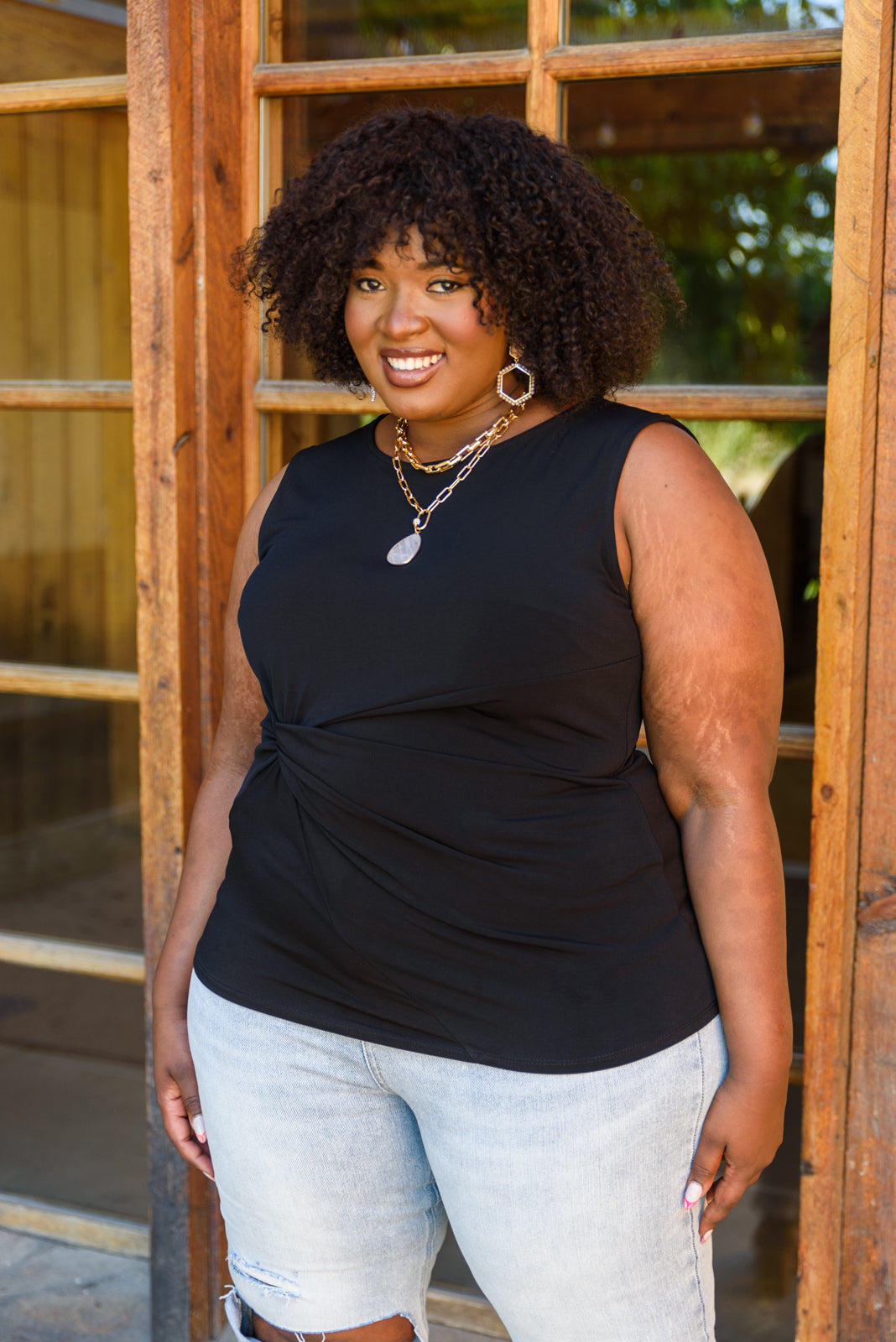 Lovely Time Twist Tank In Black