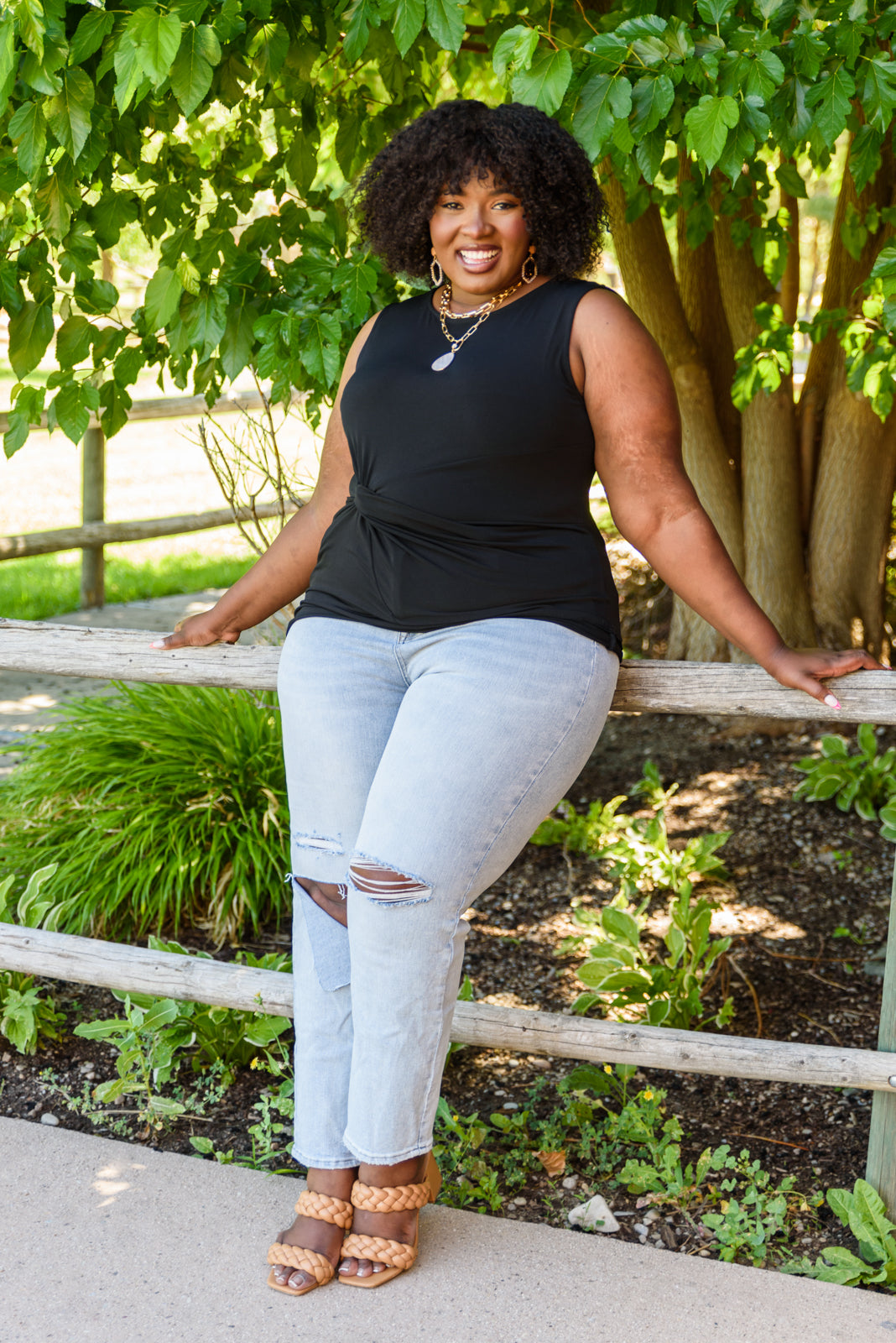 Lovely Time Twist Tank In Black