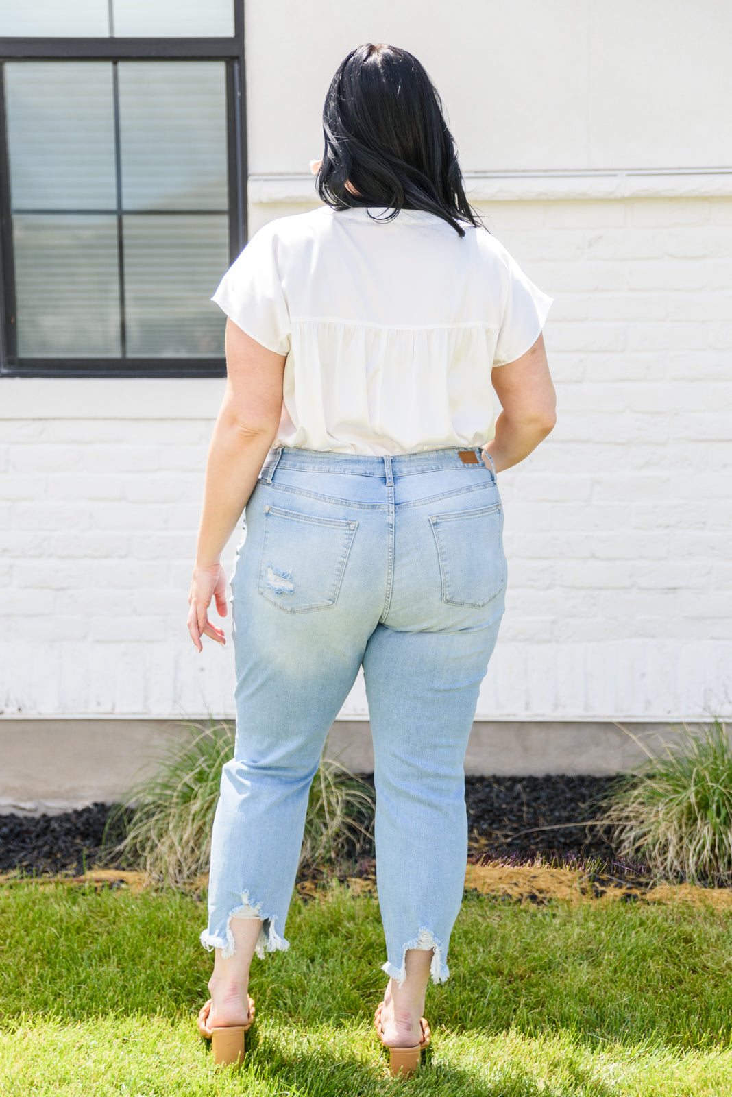 Mid-rise Destroyed Hem Boyfriend Jeans