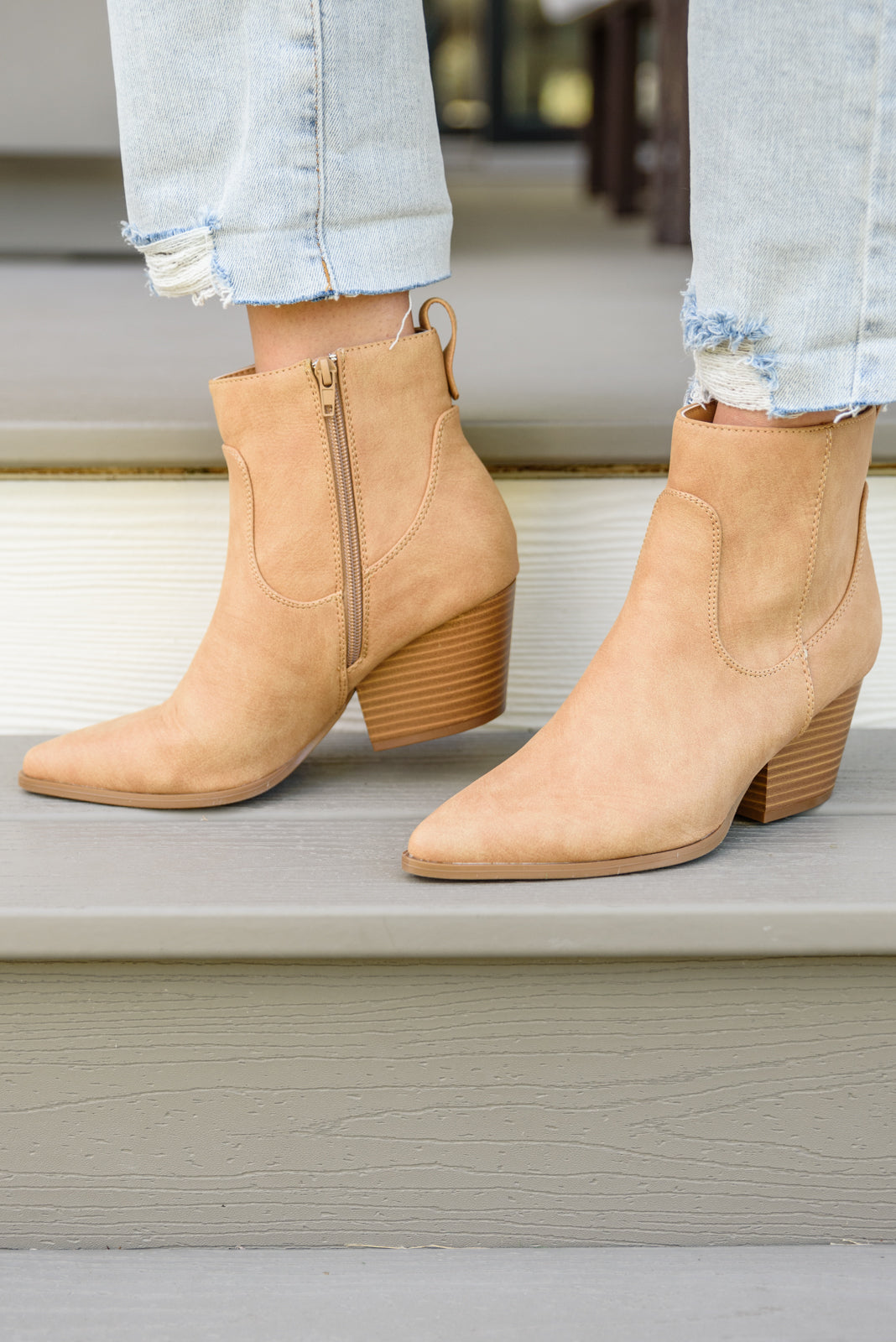 Mighty Fine Faux Leather Ankle Boots In Toffee