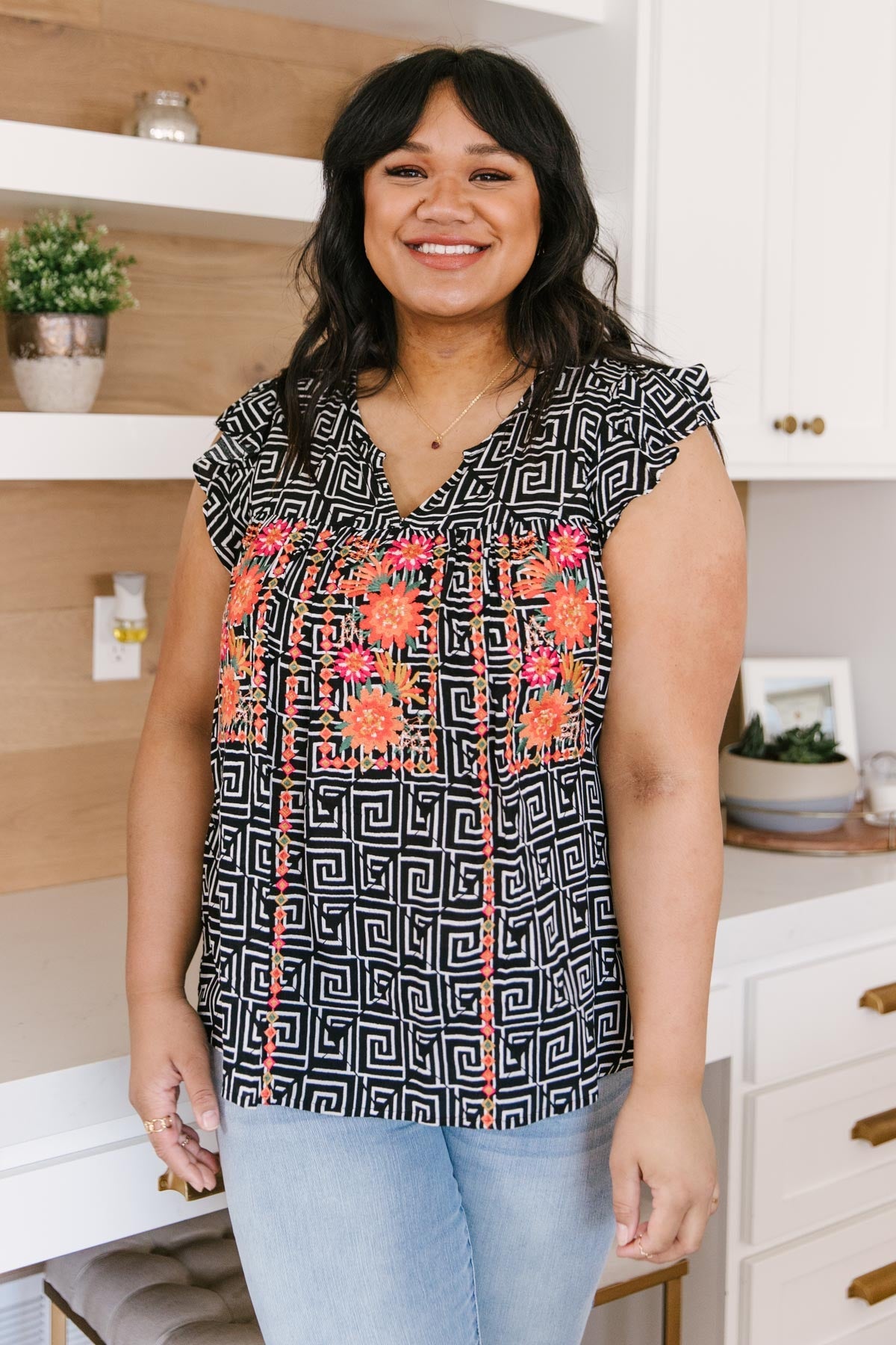 Patterns and Petals Embroidered Top