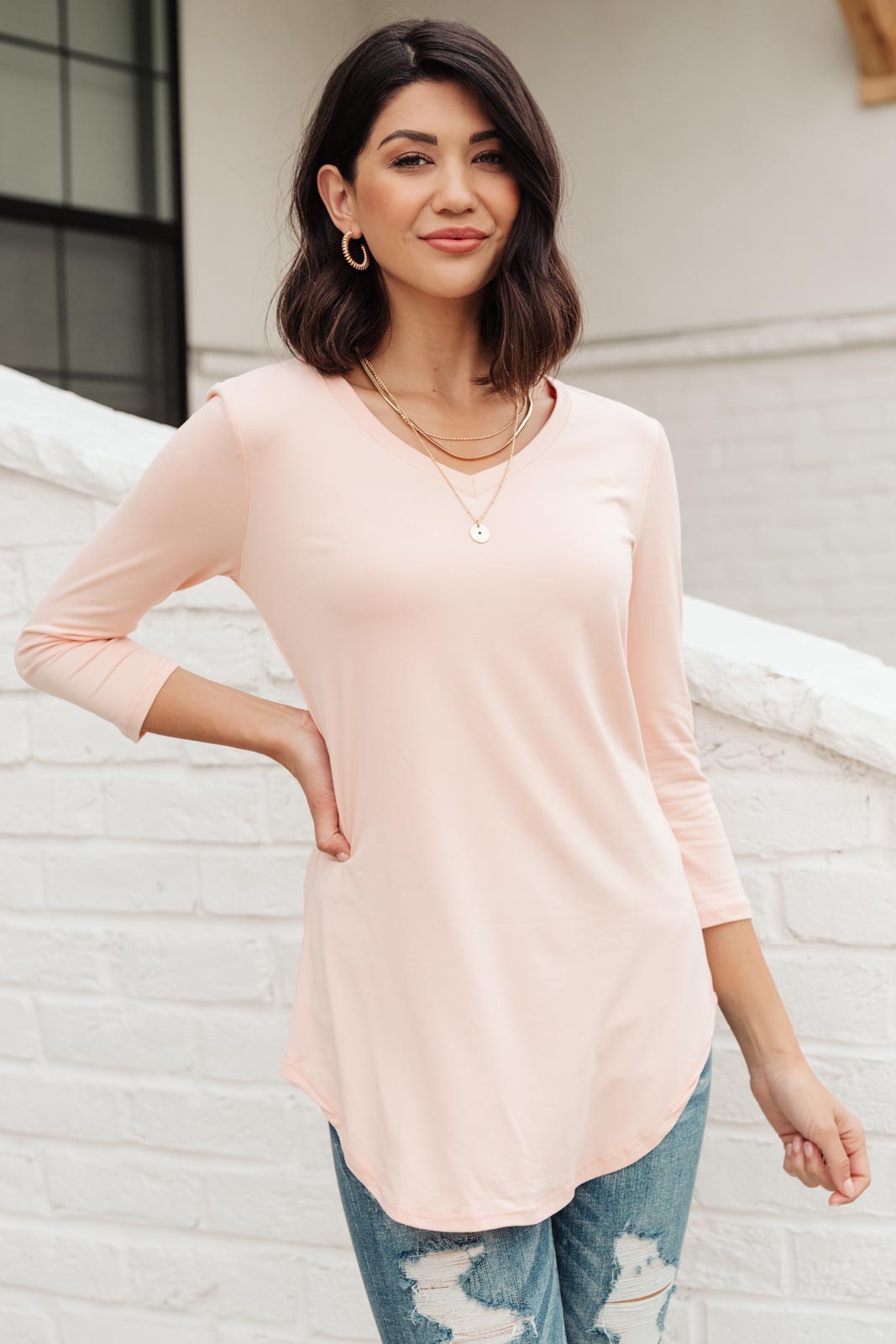 Perfect V Neck in Blush