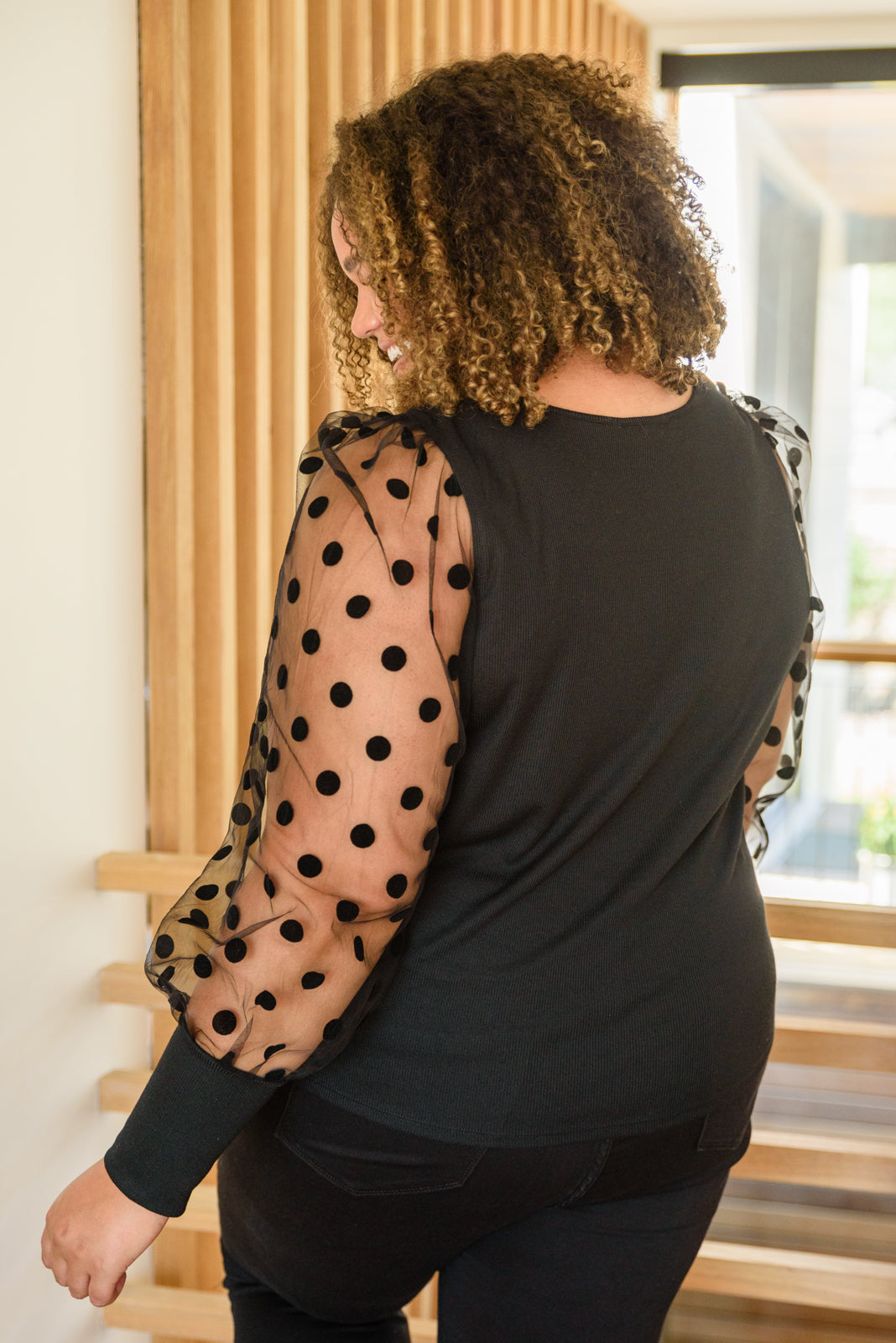 Perk Up Sheer Polka Dot Long Sleeve