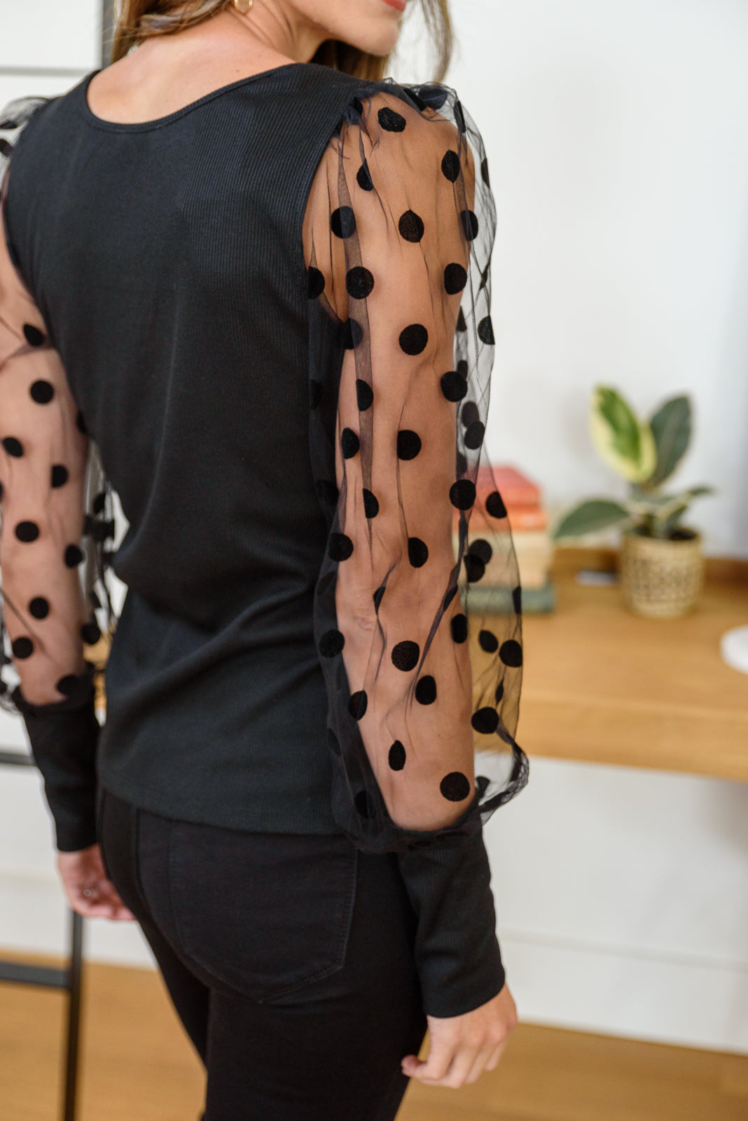 Perk Up Sheer Polka Dot Long Sleeve