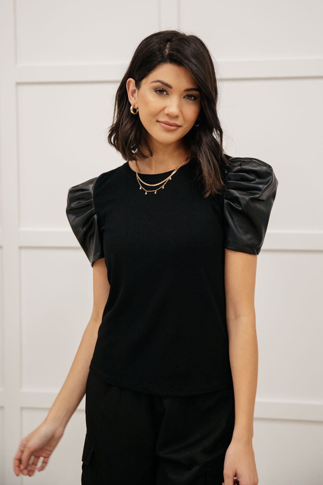 Rock On Puff Sleeve Top in Black