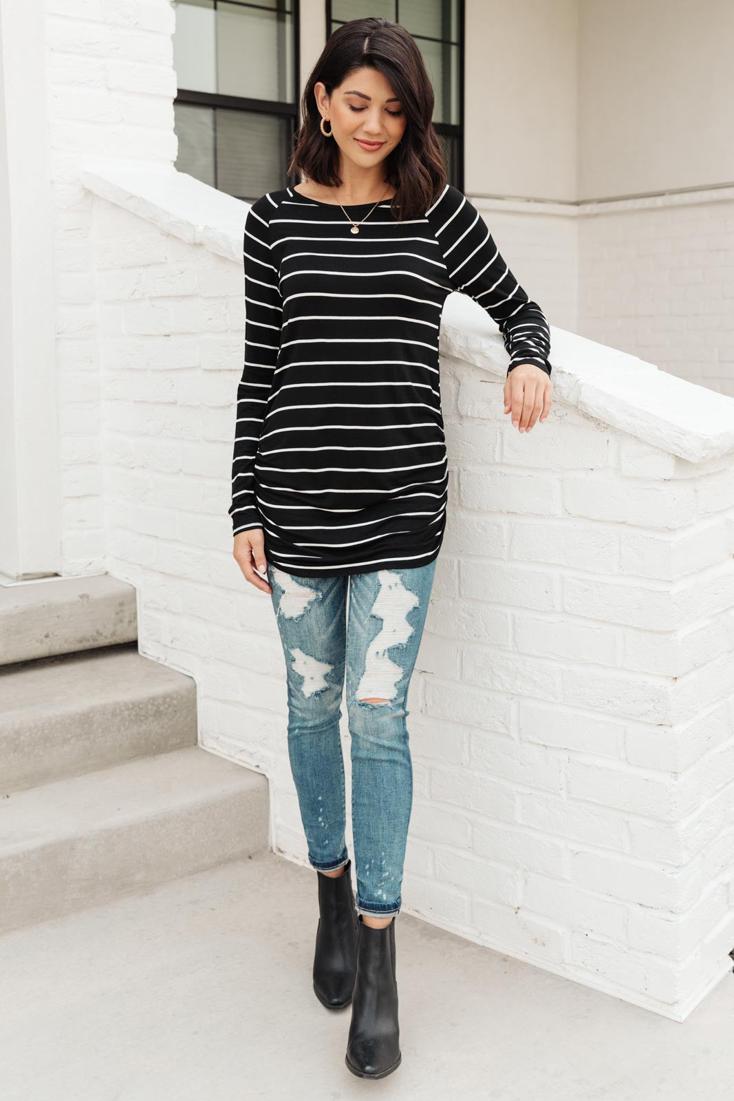 Sailing Stripes Top in Black