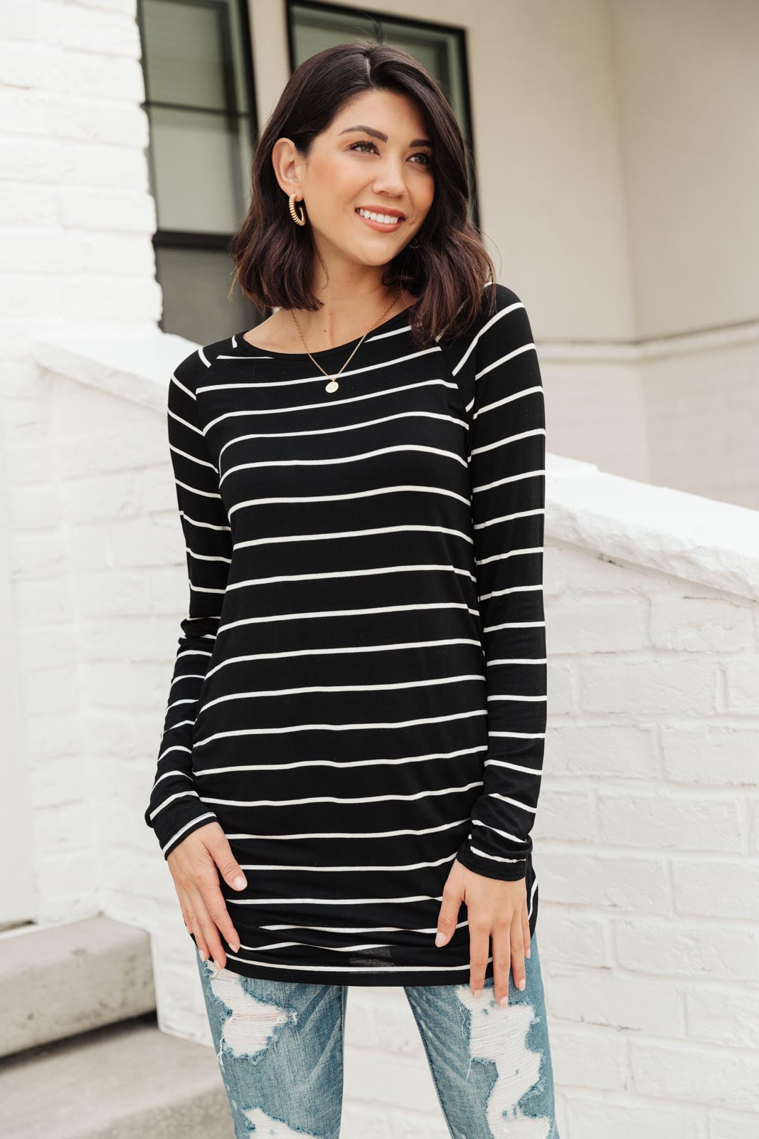 Sailing Stripes Top in Black