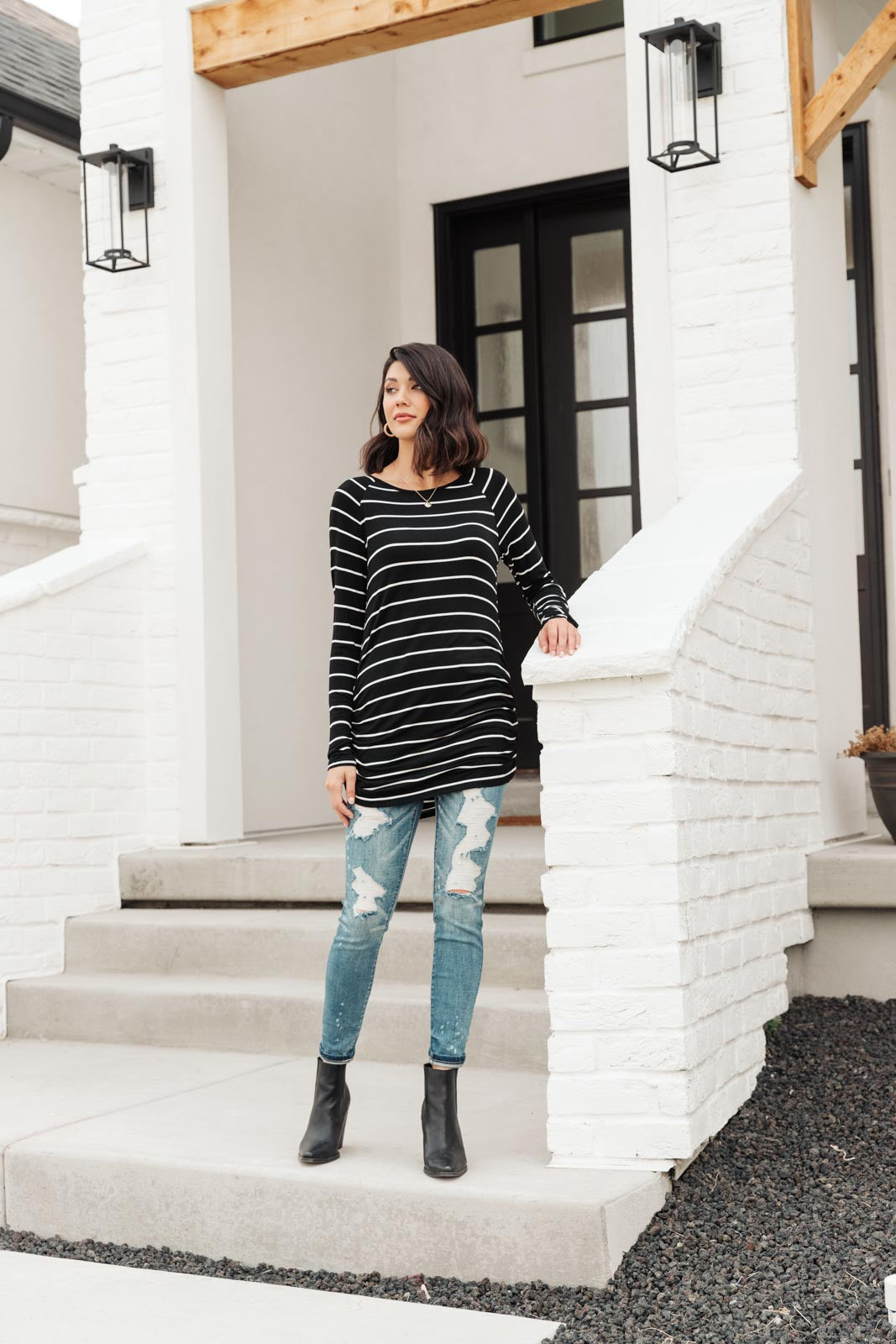 Sailing Stripes Top in Black