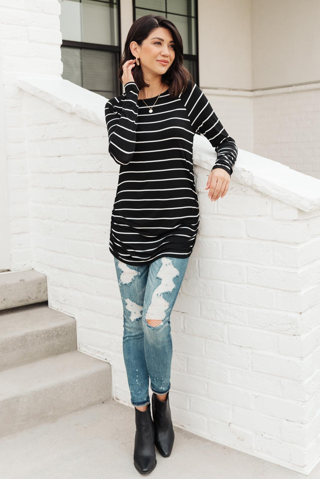 Sailing Stripes Top in Black