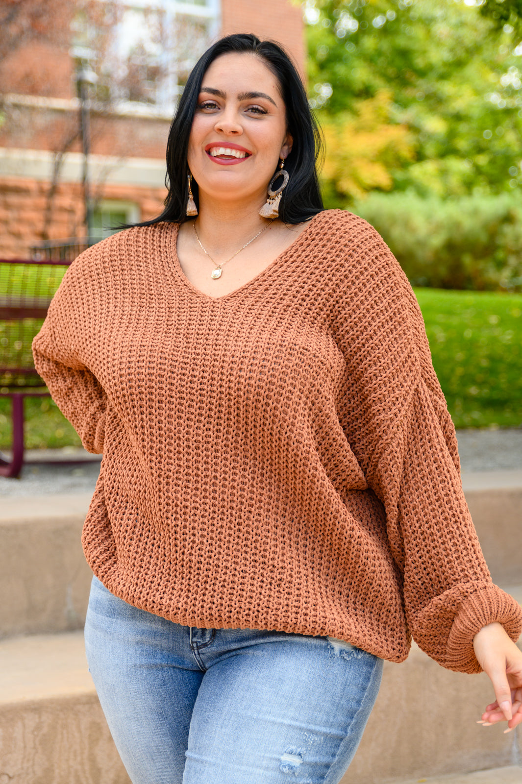 Seasonal Shift Long Sleeve Knit Sweater In Toffee