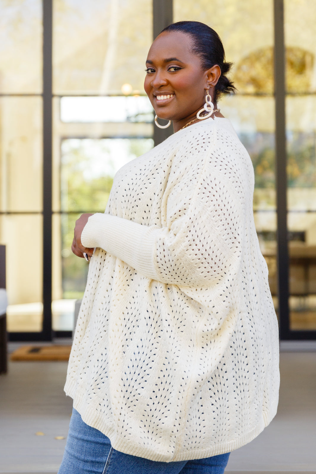 Seeing Patterns Loose Fit Knit Sweater In Cream